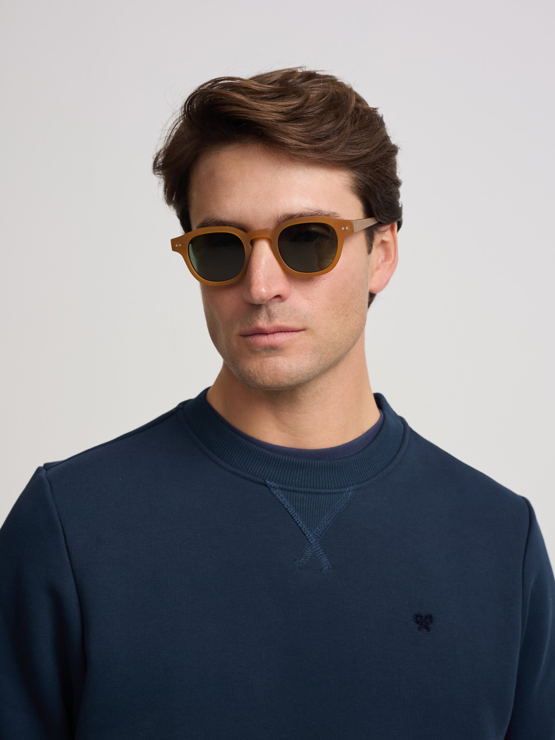 Silbon mini logo navy blue terry cloth sweatshirt