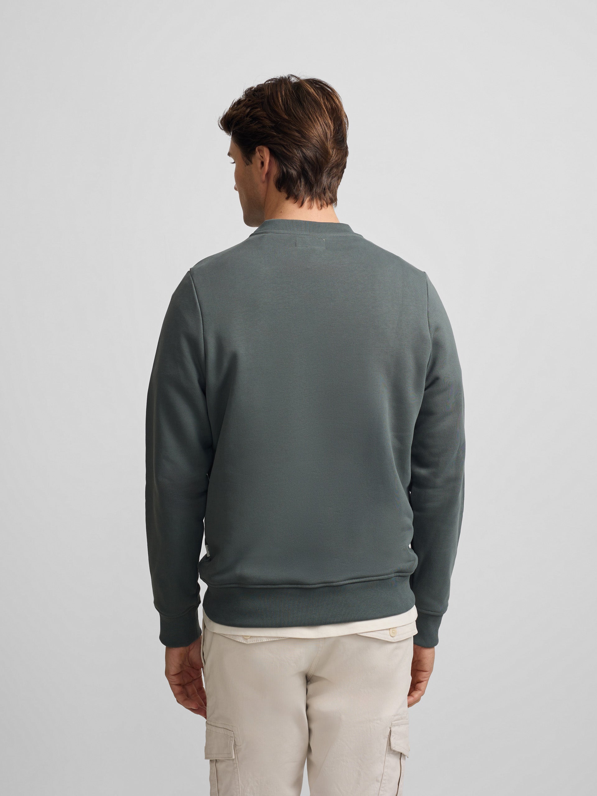 Sweat-shirt en tissu éponge vert foncé avec mini logo Silbon