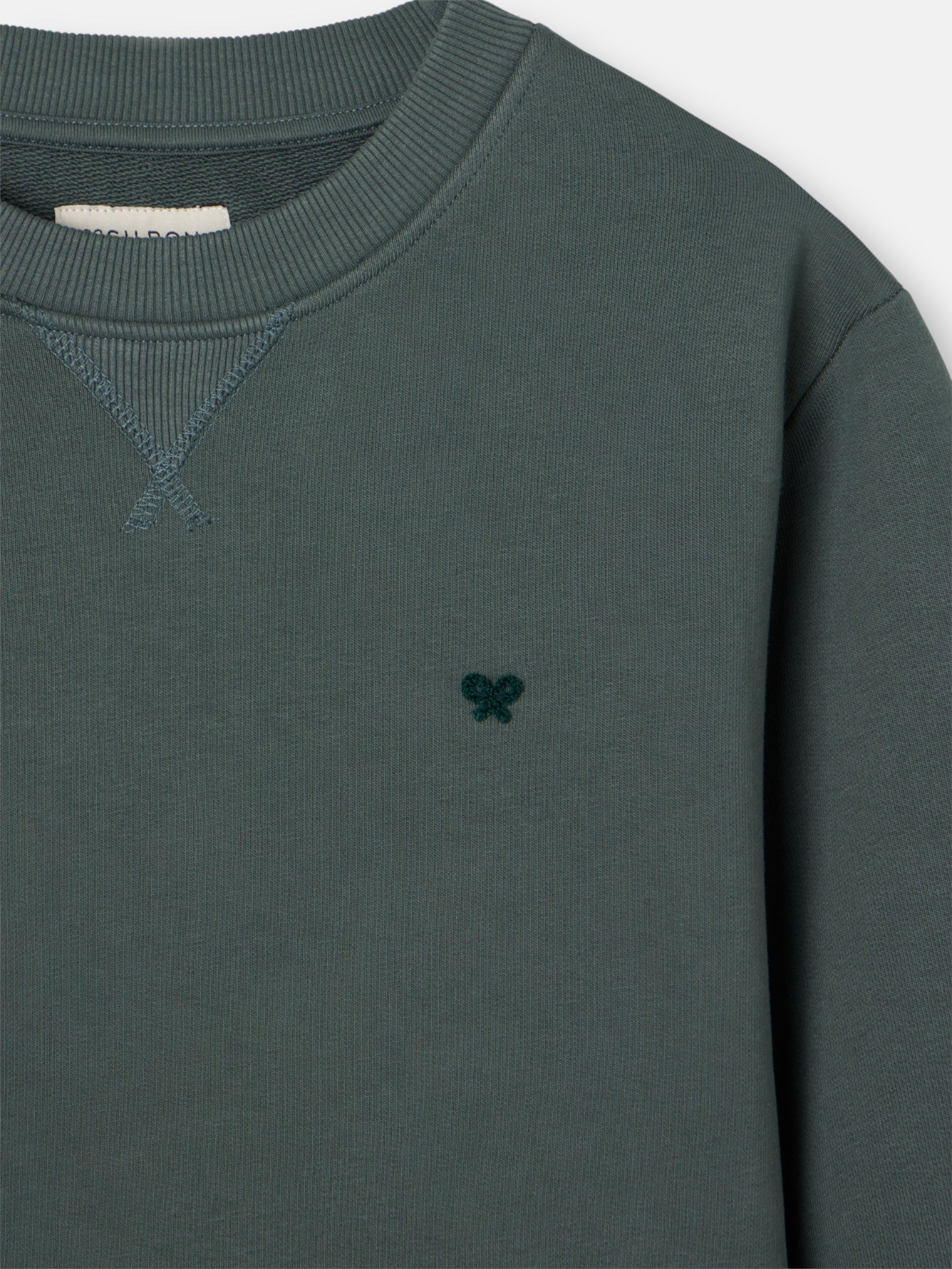Sweat-shirt en tissu éponge vert foncé avec mini logo Silbon