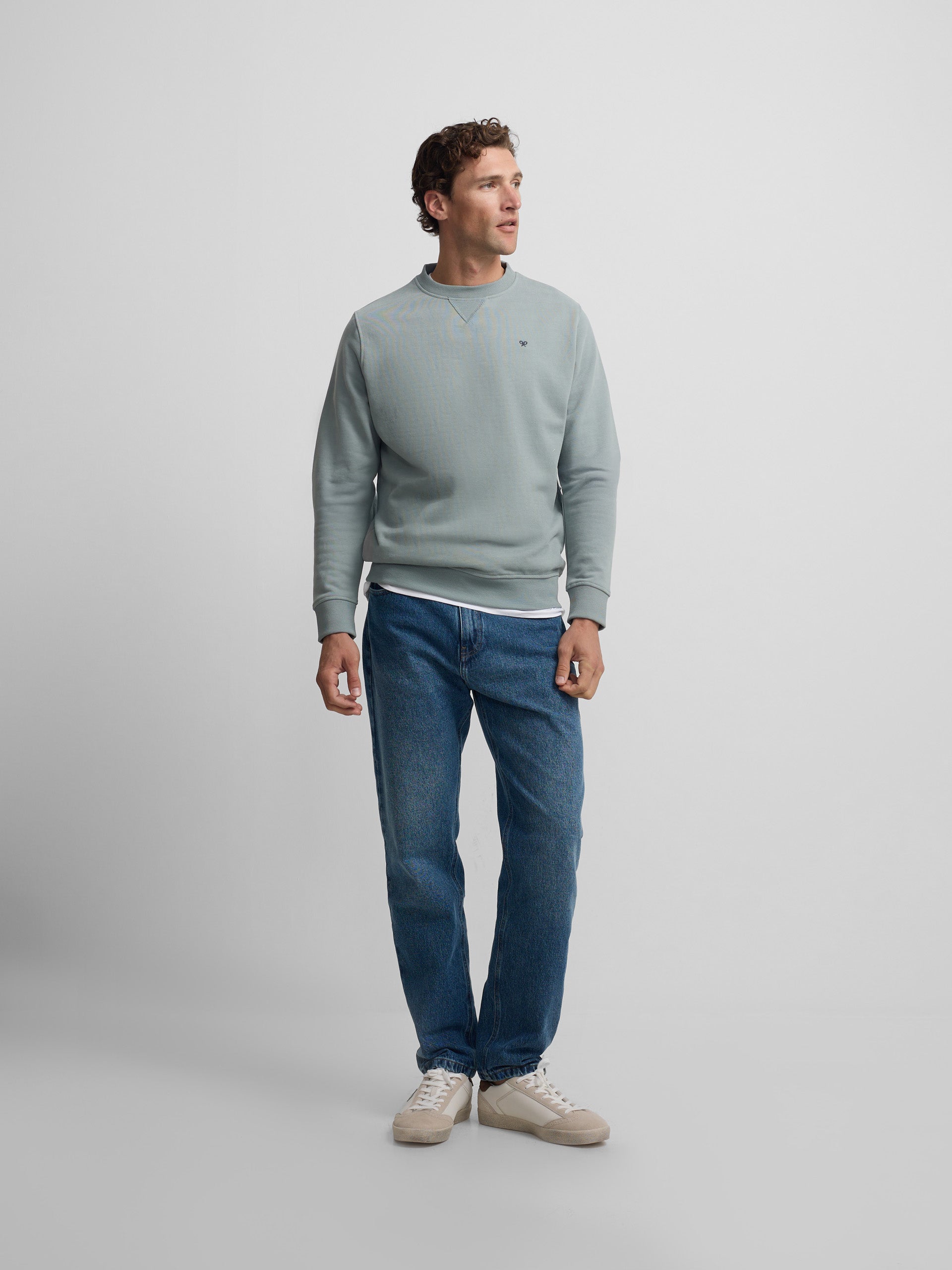 Sudadera silbon minilogo verde gris