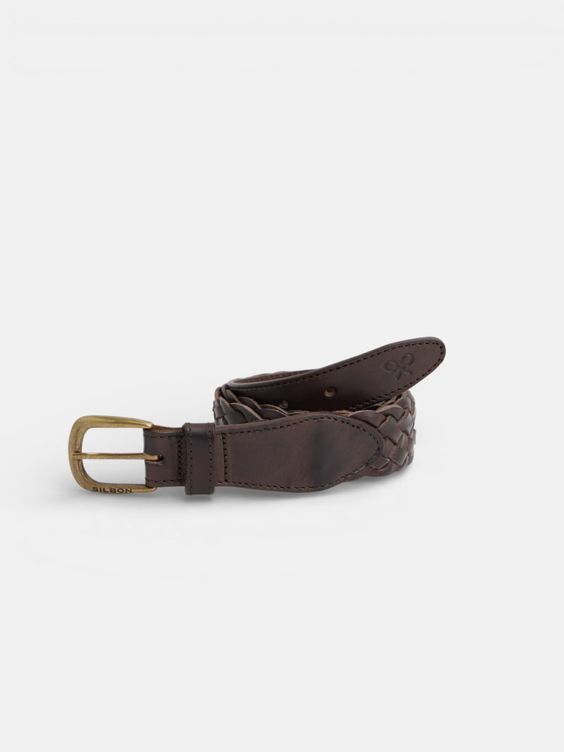Cinturon trenzado piel marron