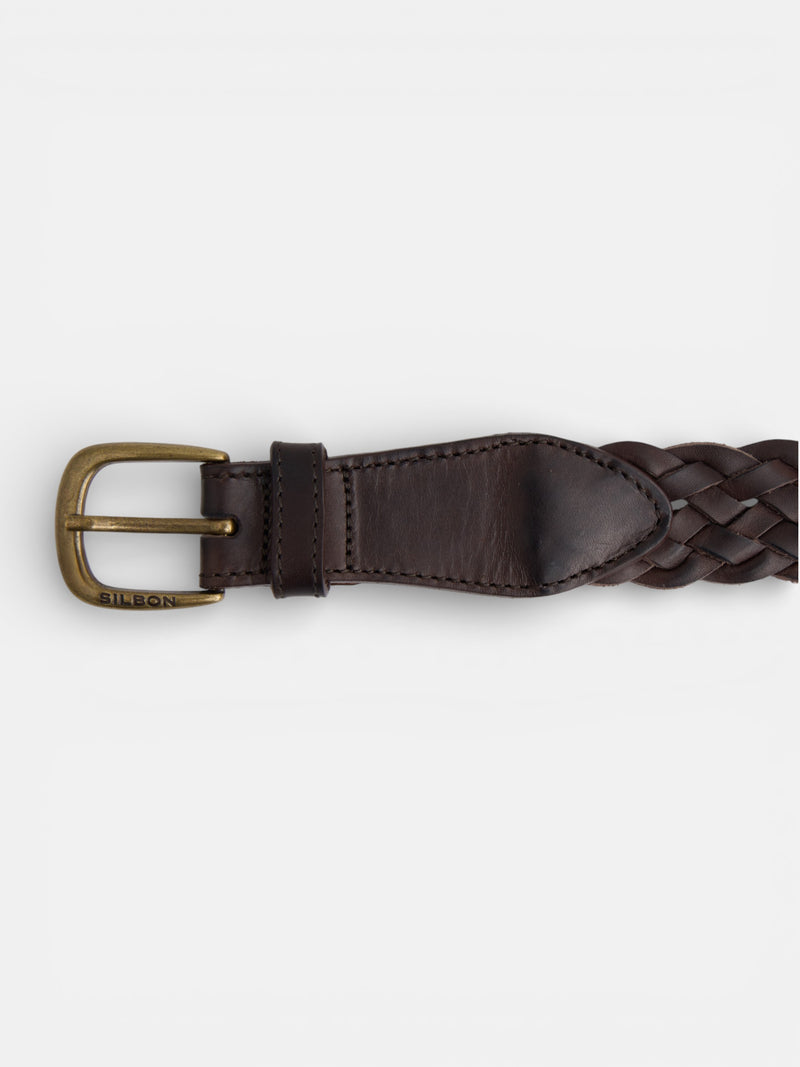Cinturon trenzado piel marron