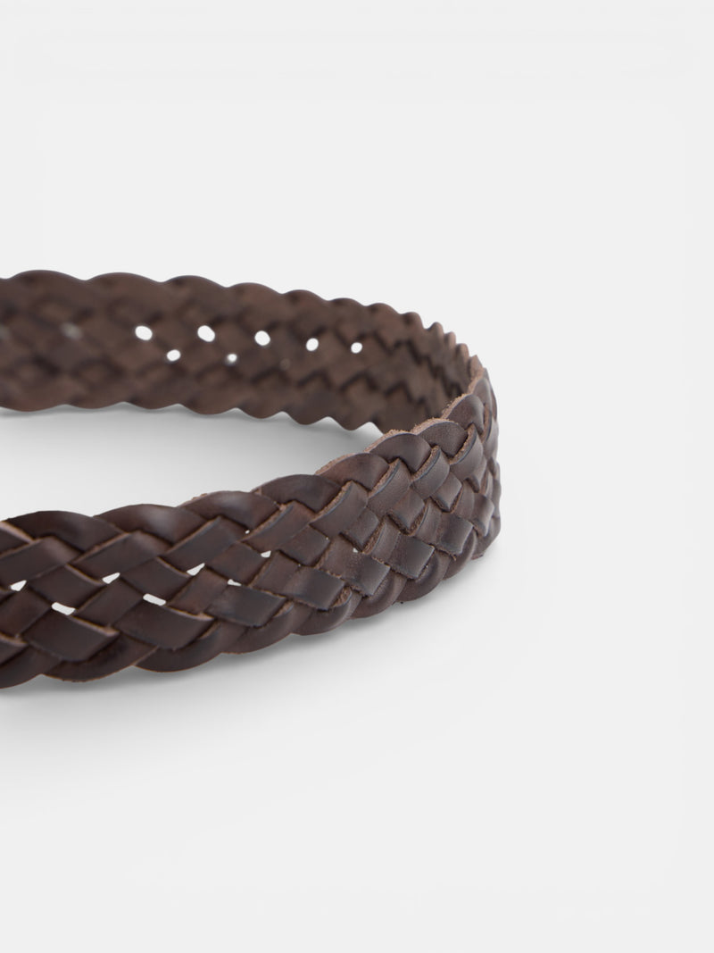 Cinturon trenzado piel marron