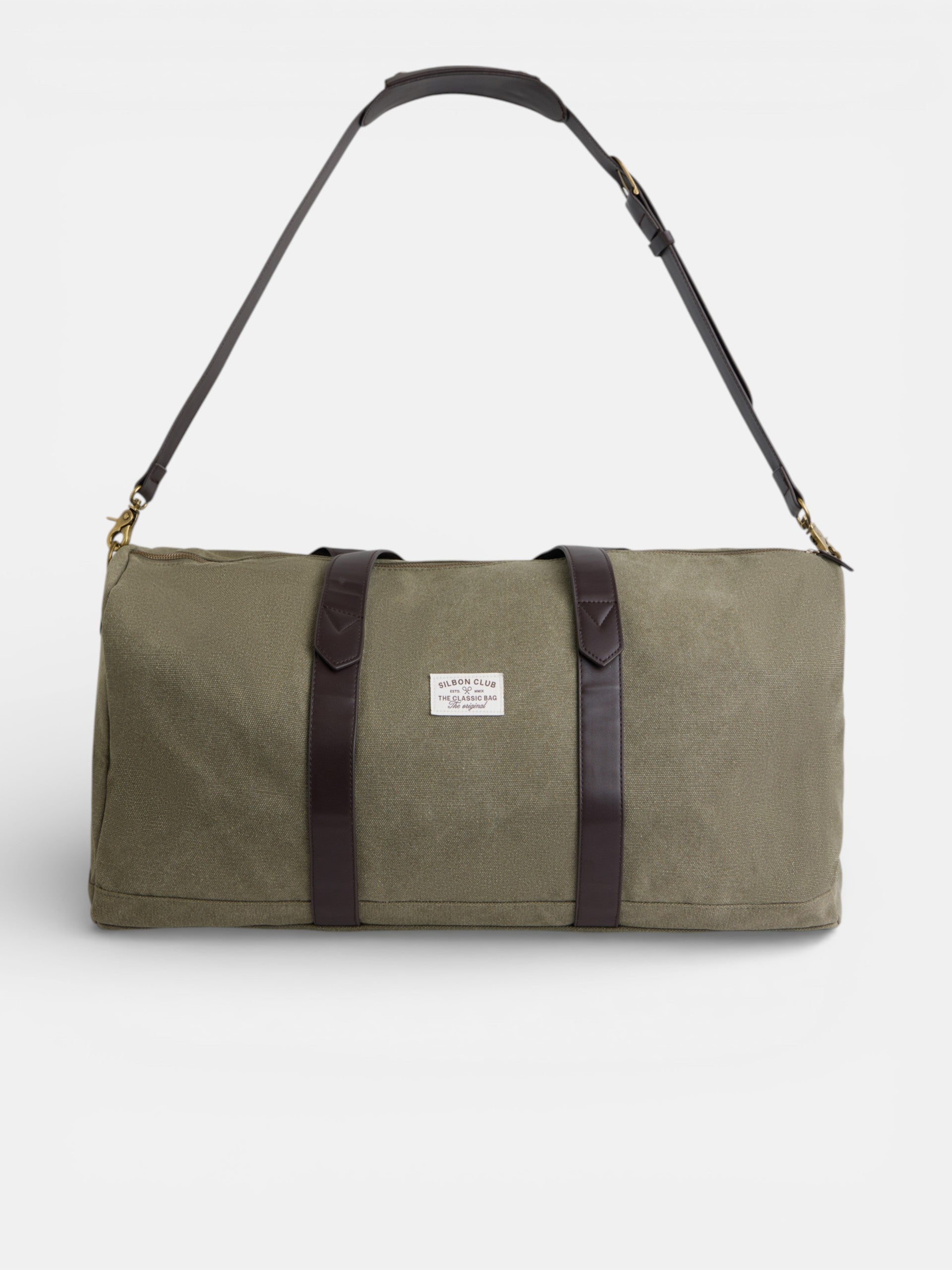 Mala de viagem com detalhe em pele verde