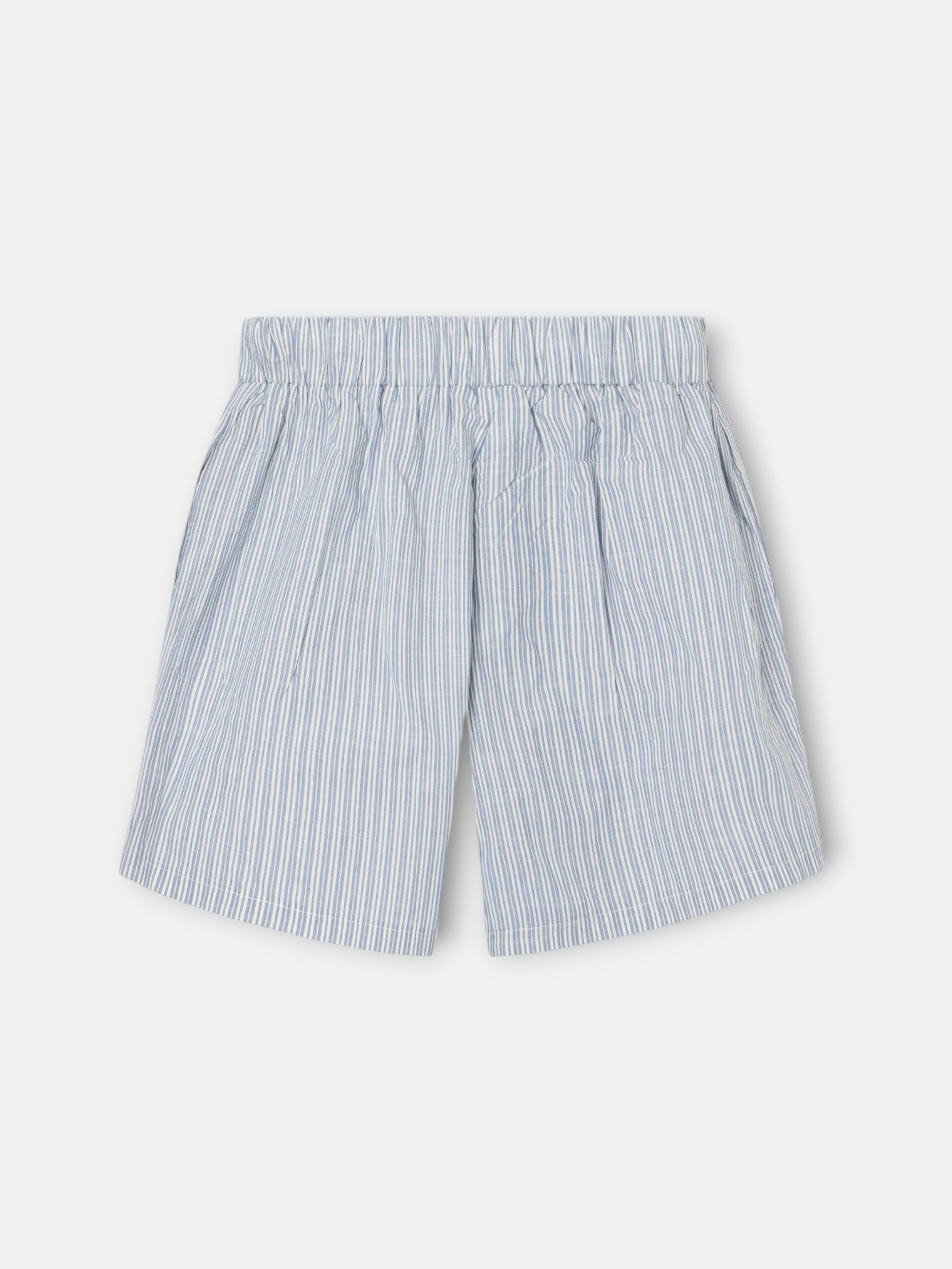 Pijama corto bolsillo rayas azul gris