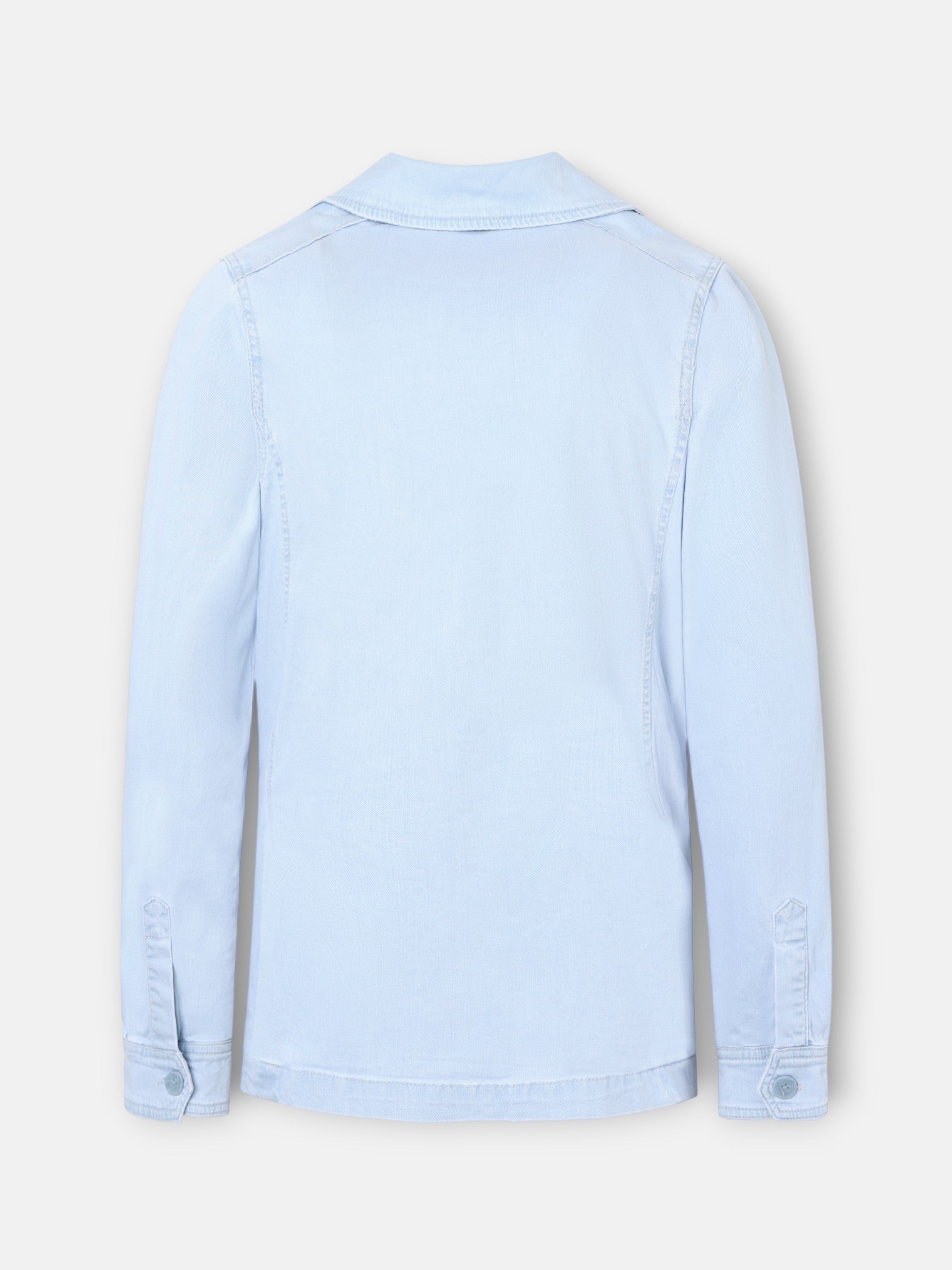 Light blue denim semi-blazer with pockets
