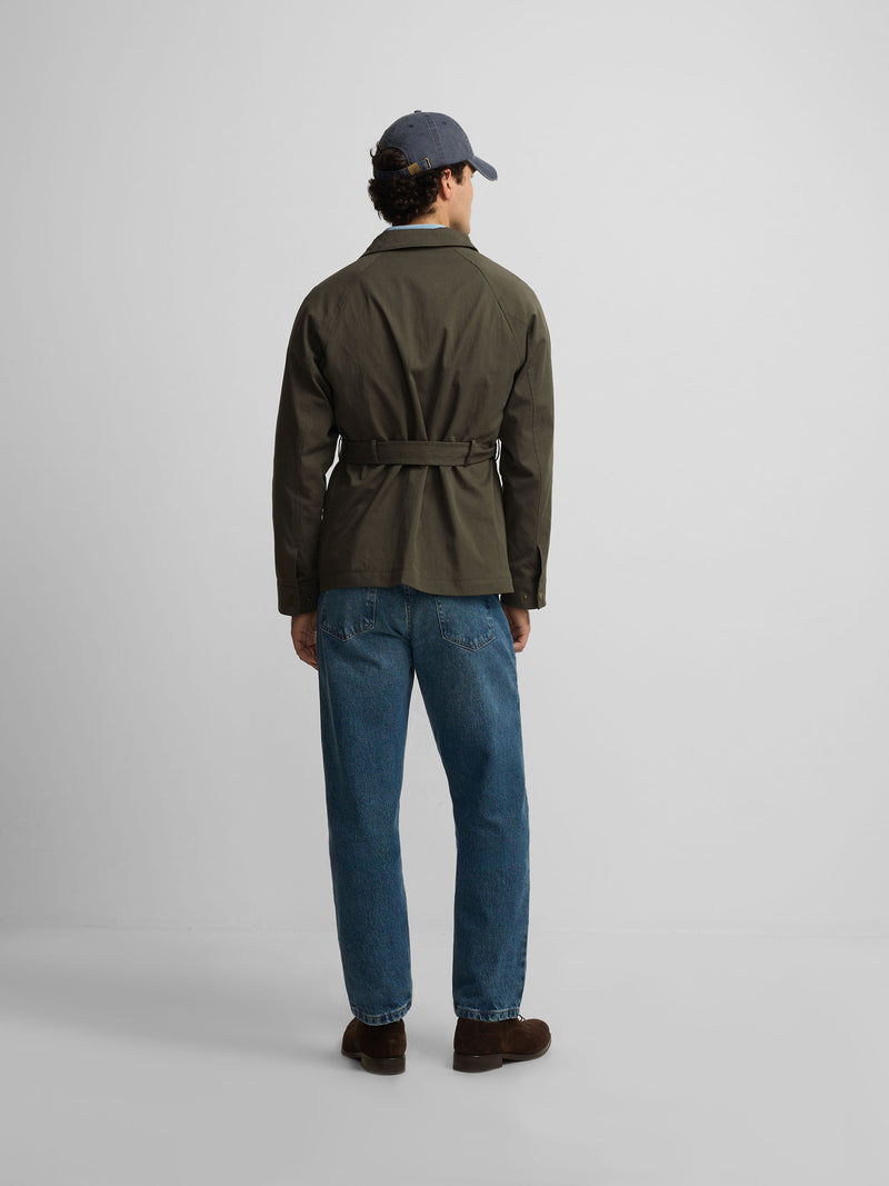 Green casual jacket with belt
