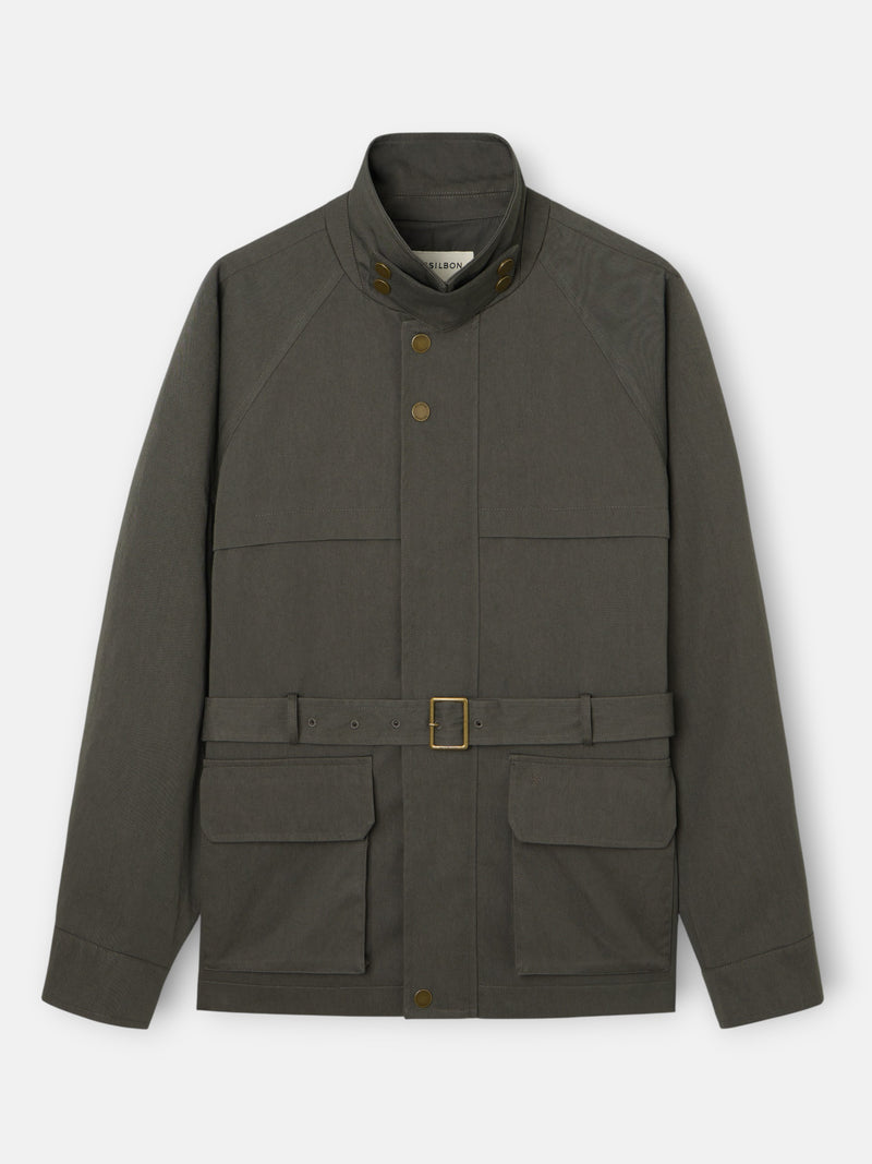 Green casual jacket with belt