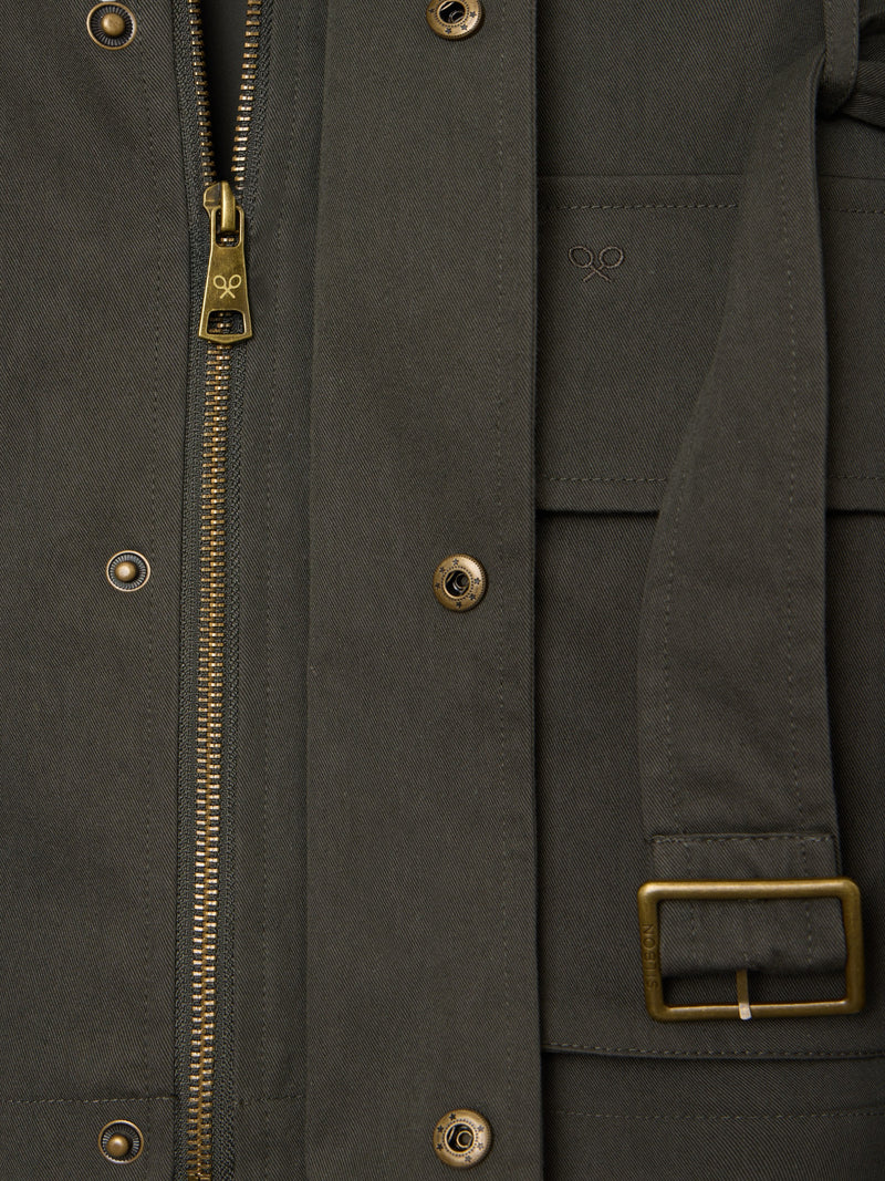 Green casual jacket with belt
