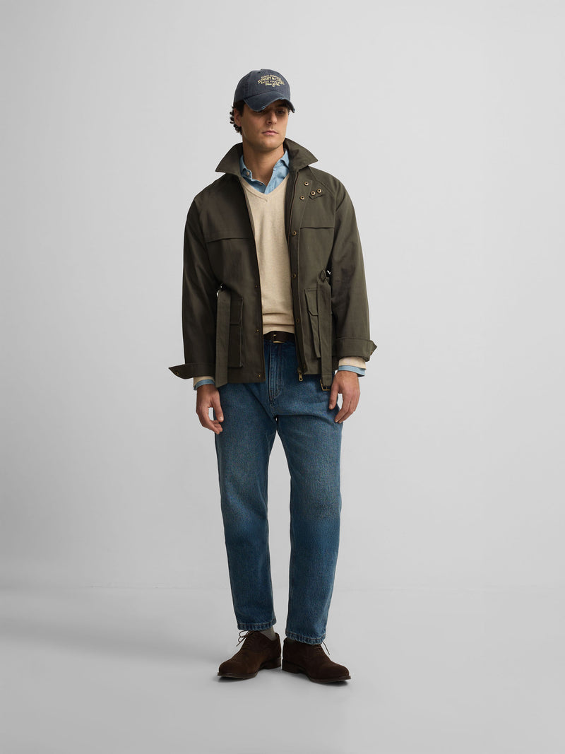 Green casual jacket with belt