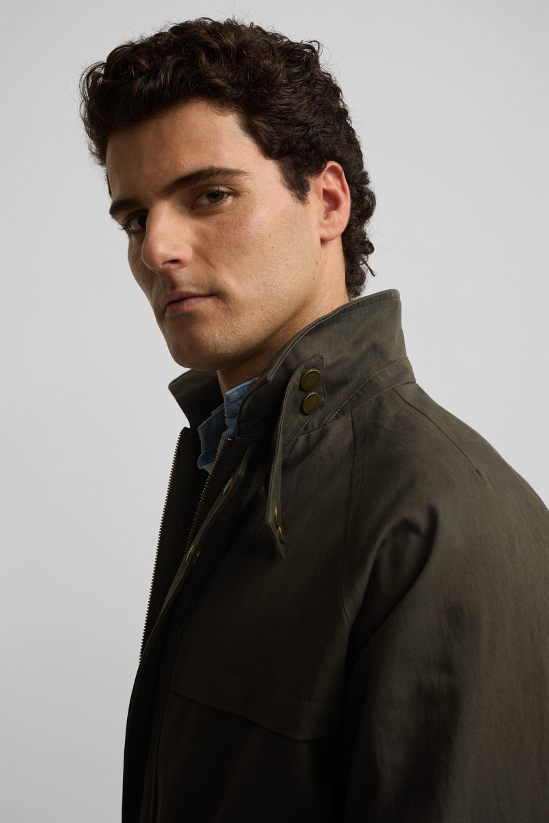Green casual jacket with belt