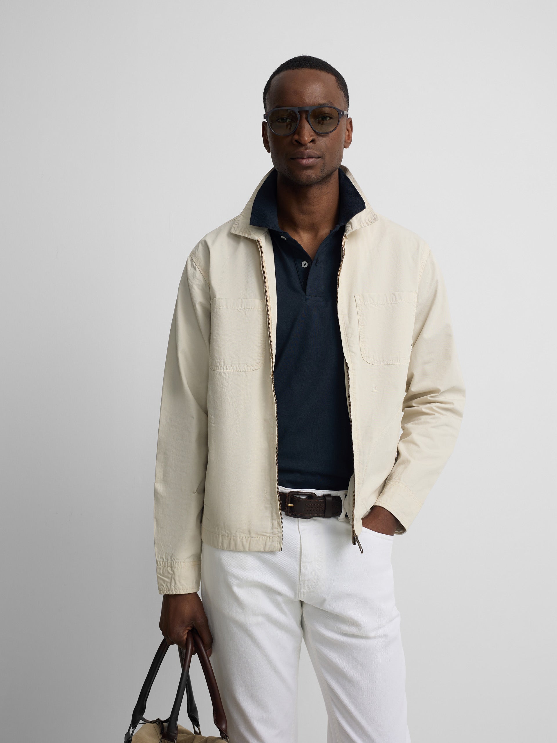 Chaqueta cuello Harrington piedra