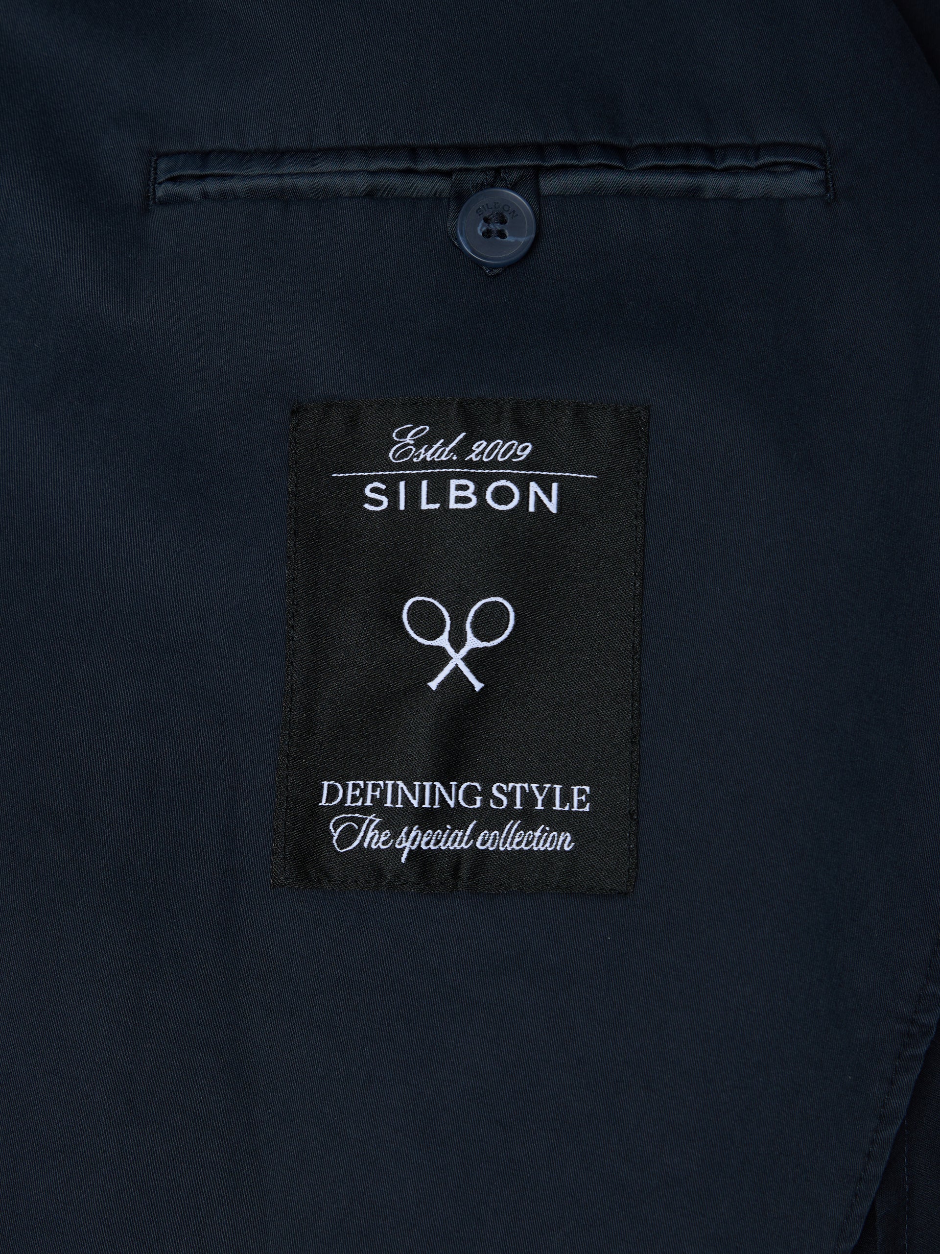 Navy blue casual double-breasted blazer