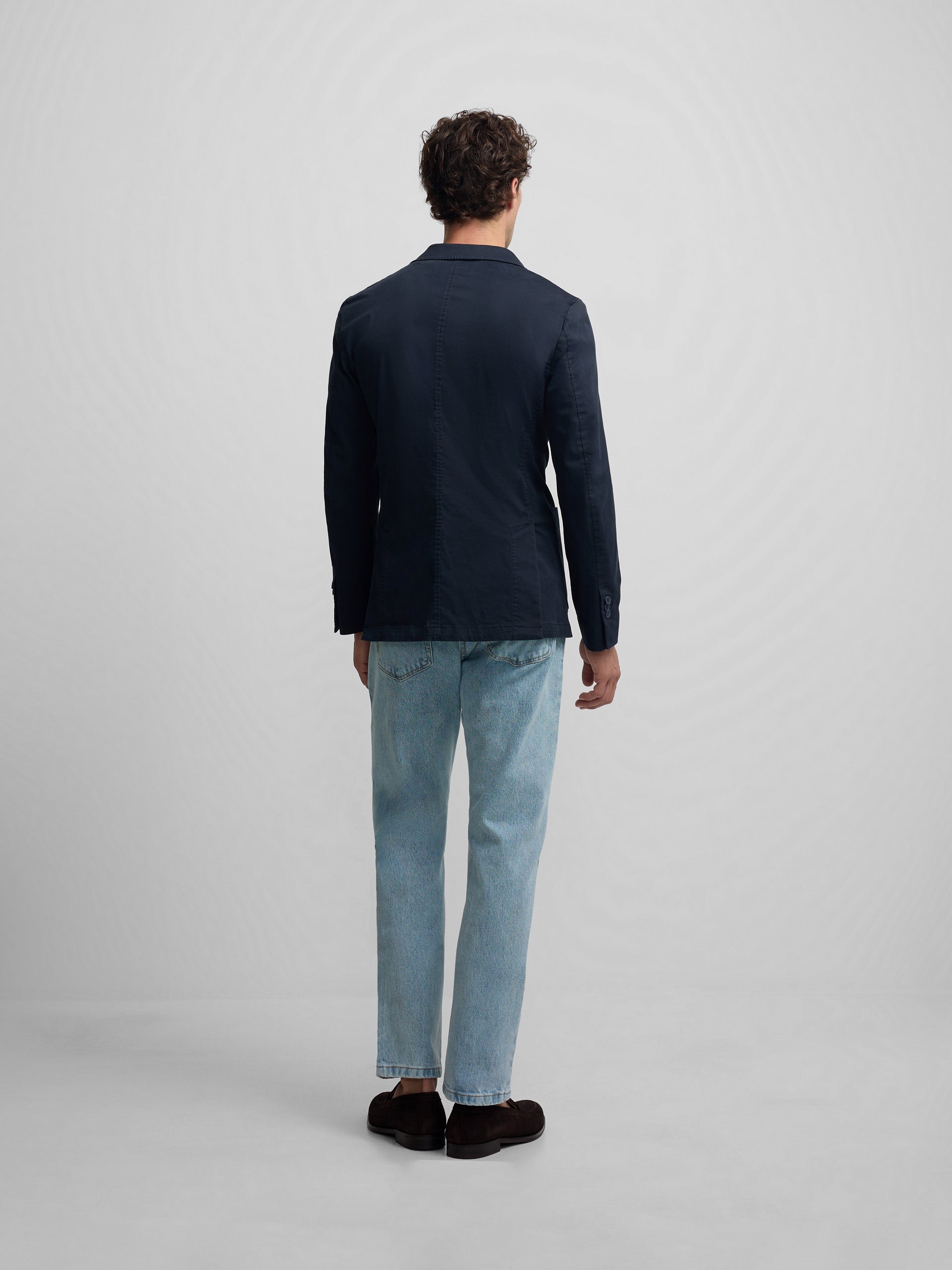 Navy blue casual double-breasted blazer