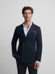 Navy blue casual double-breasted blazer