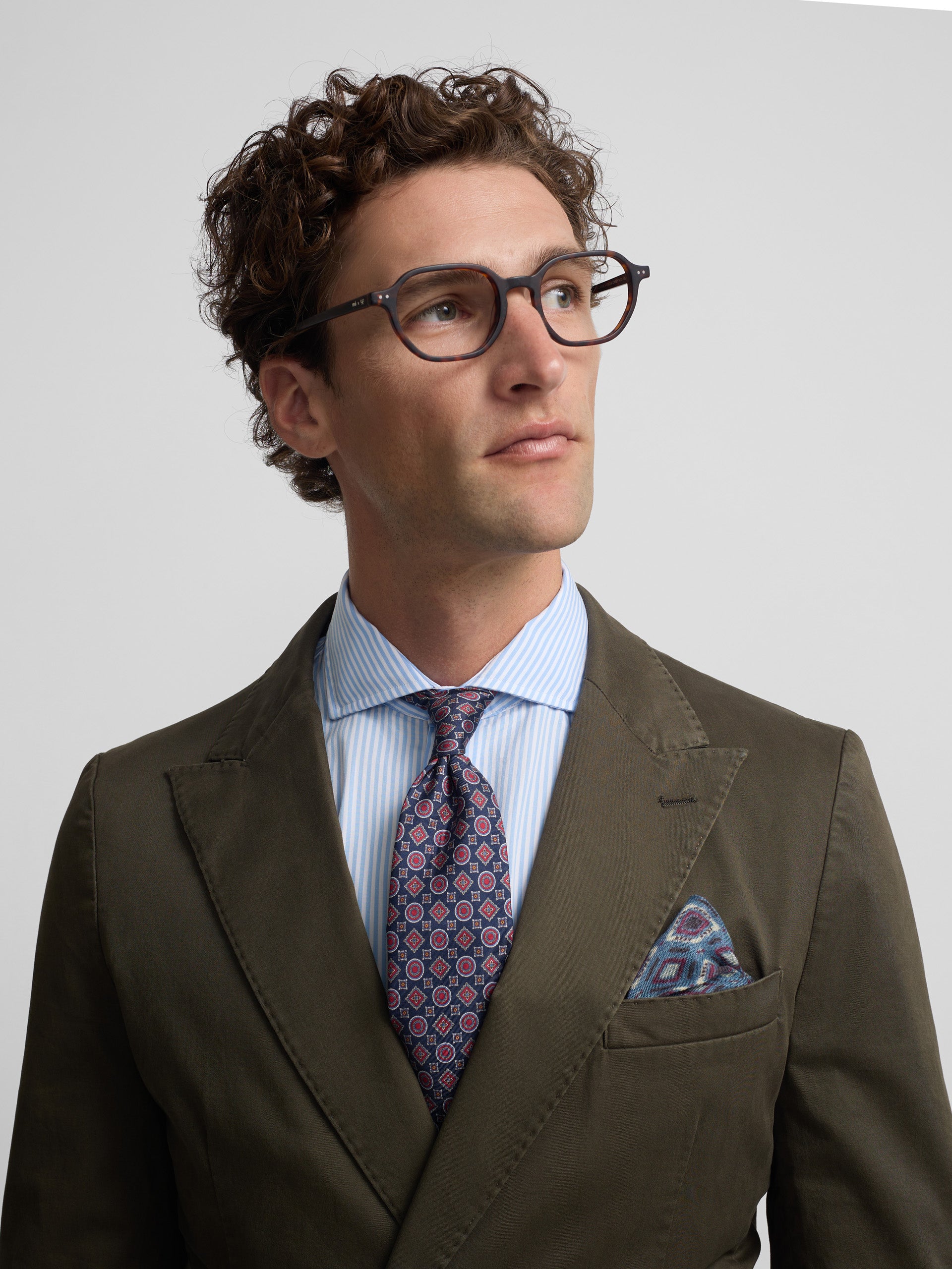 Green casual double-breasted blazer