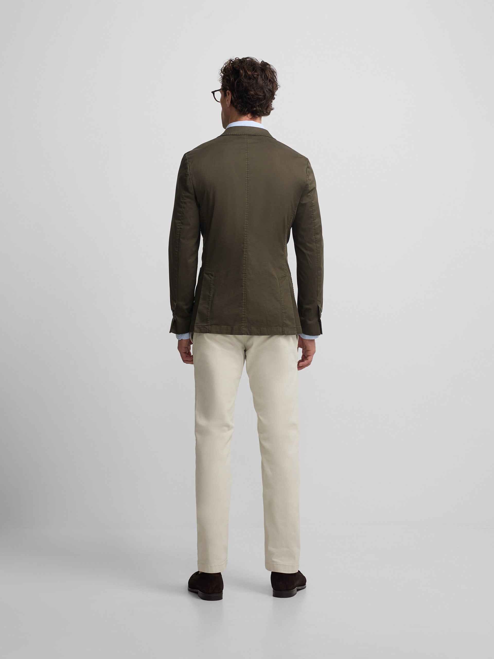 Green casual double-breasted blazer