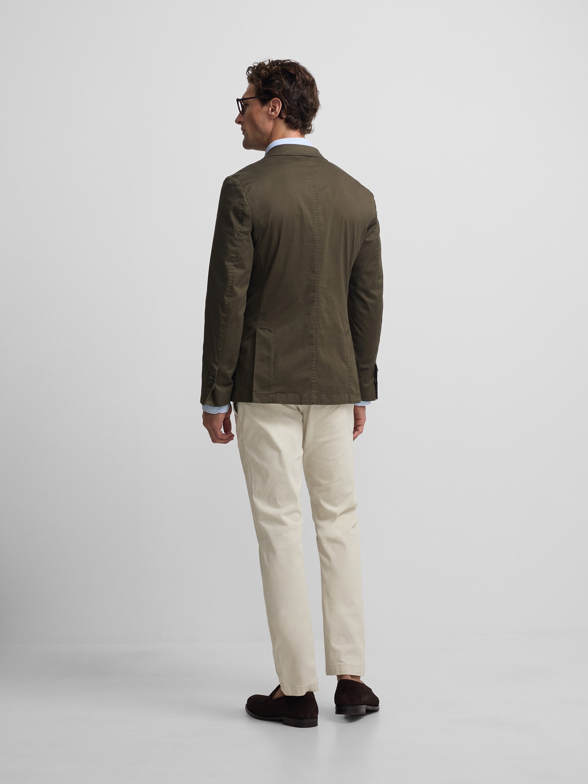 Green casual double-breasted blazer