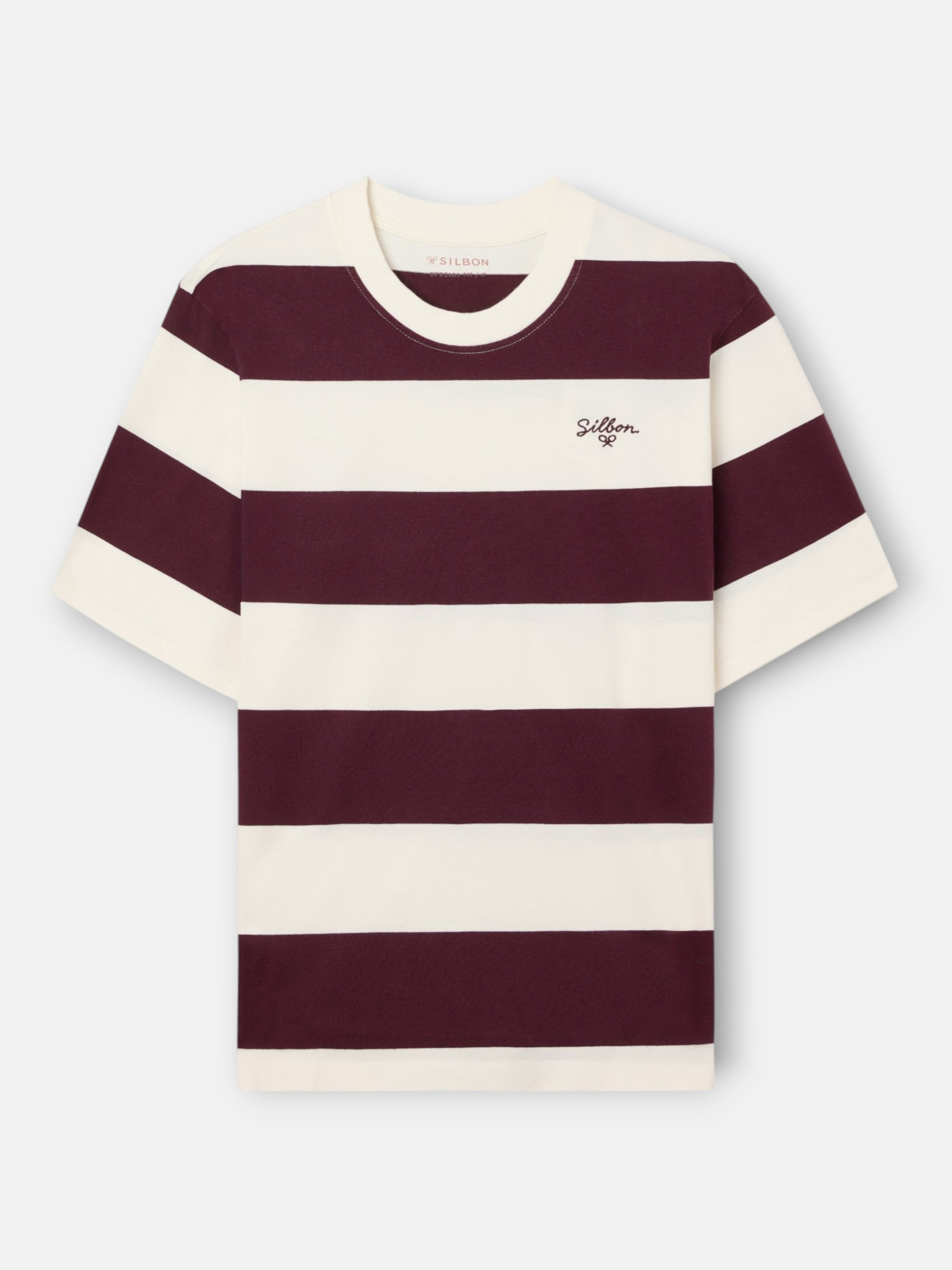 Camiseta special fit raya ancha burdeos