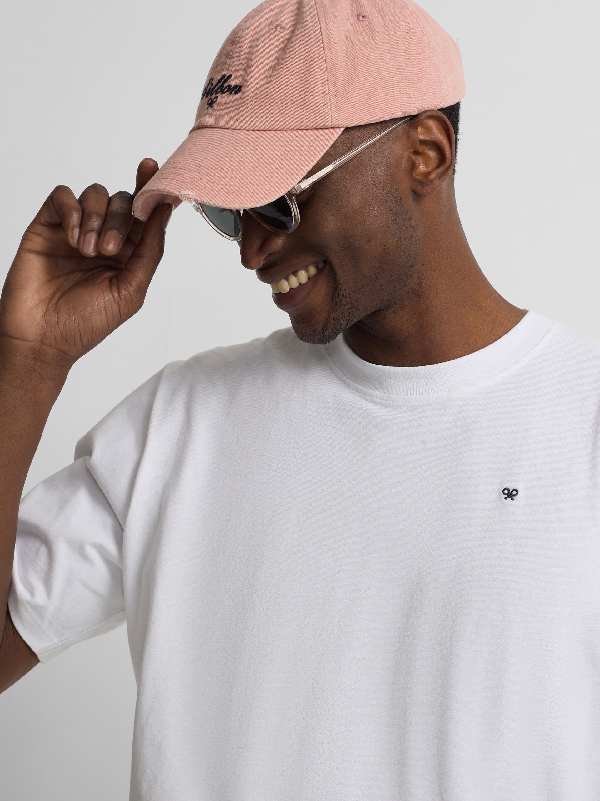 Silbon cap in coral denim style
