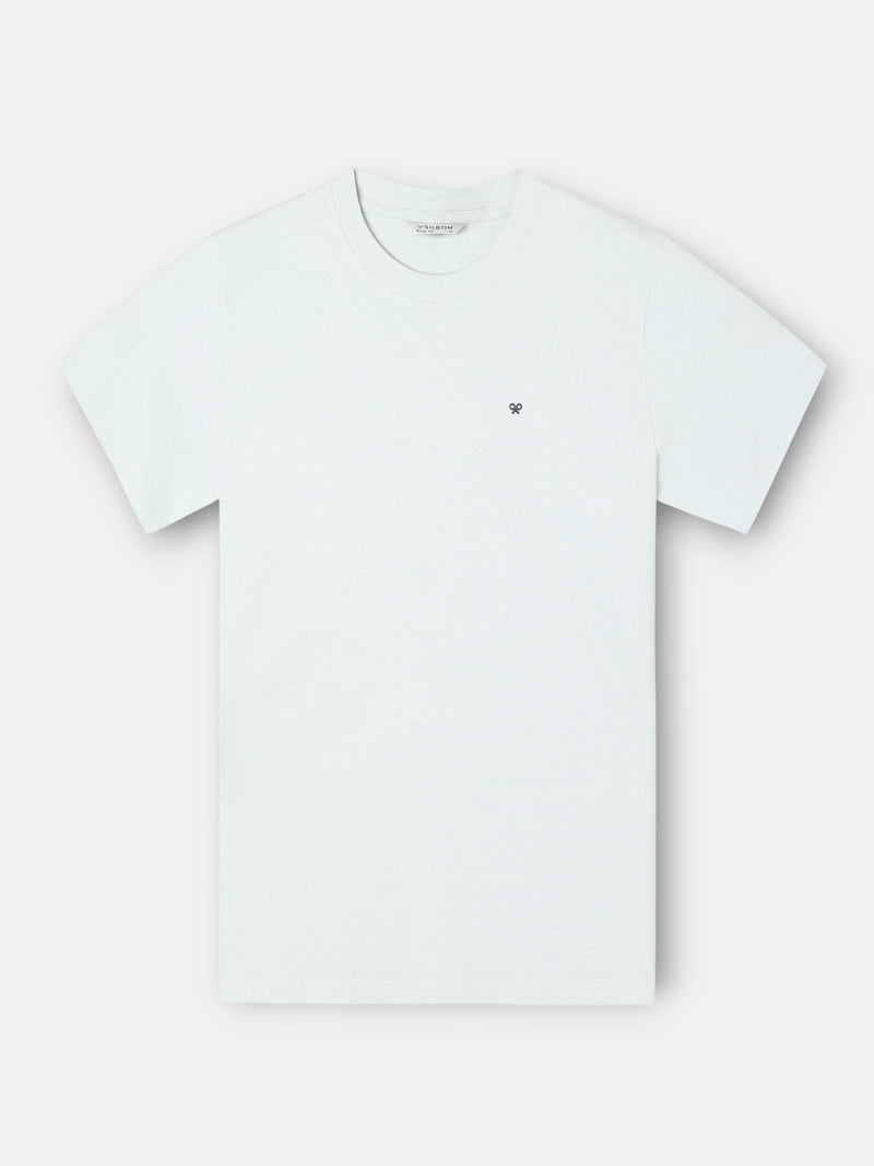 Silbon aquamarine neck t-shirt