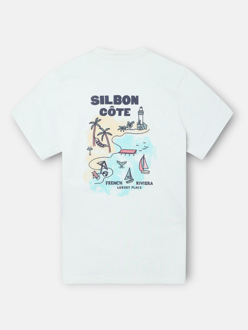 Silbon aquamarine neck t-shirt