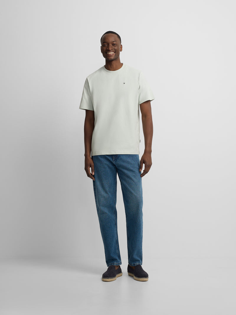 Silbon aquamarine neck t-shirt