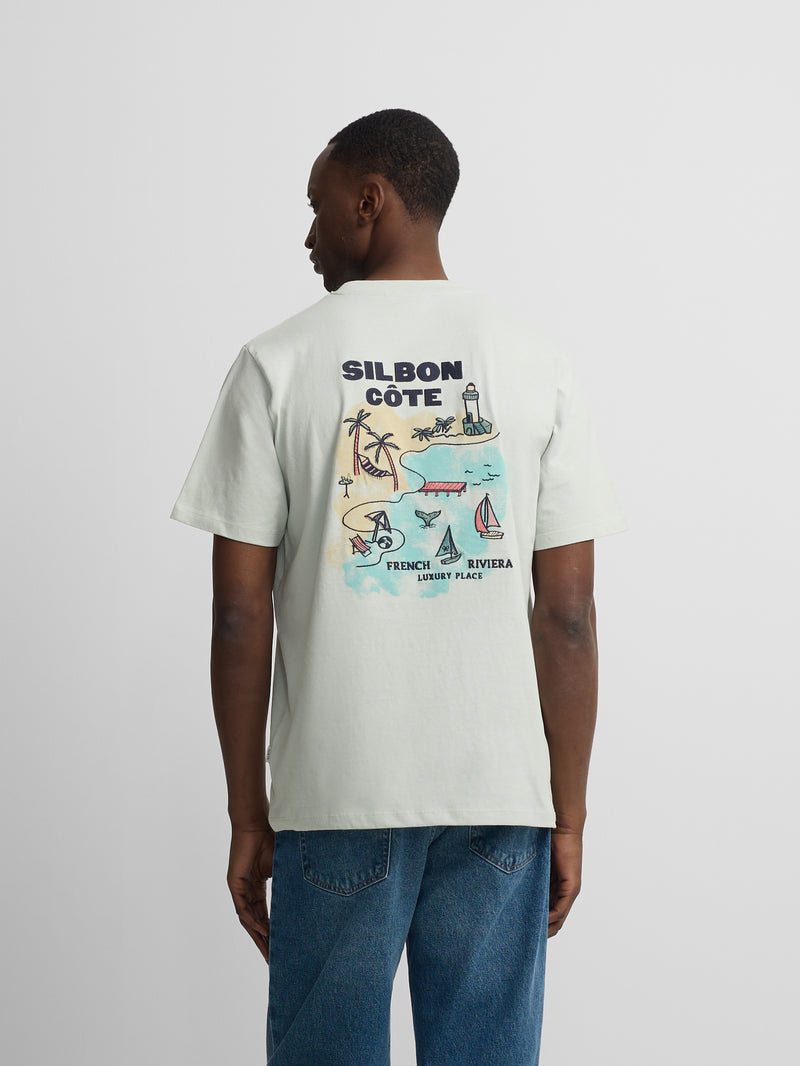 Silbon aquamarine neck t-shirt