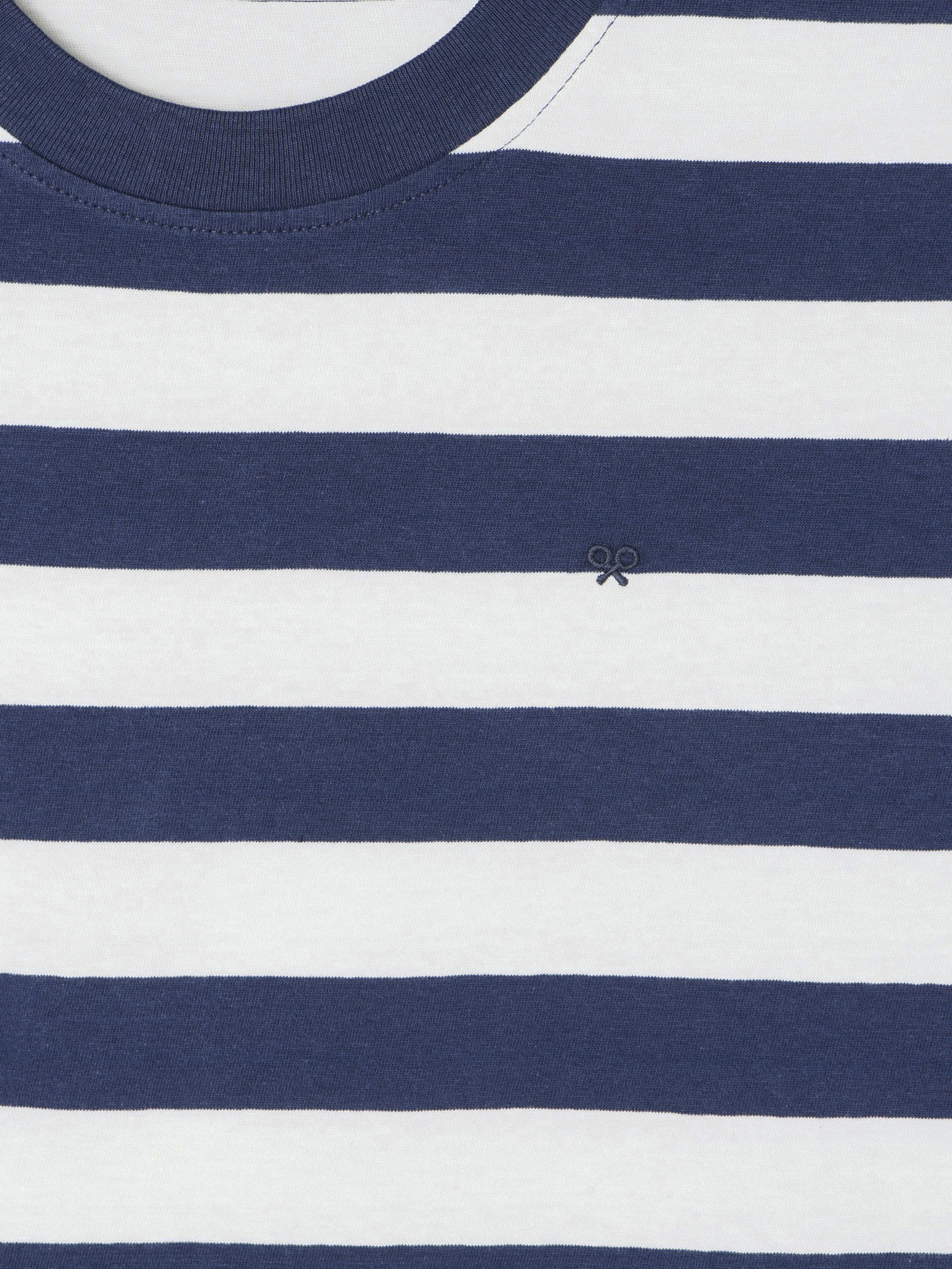 Camiseta minilogo riscas azul-marinho