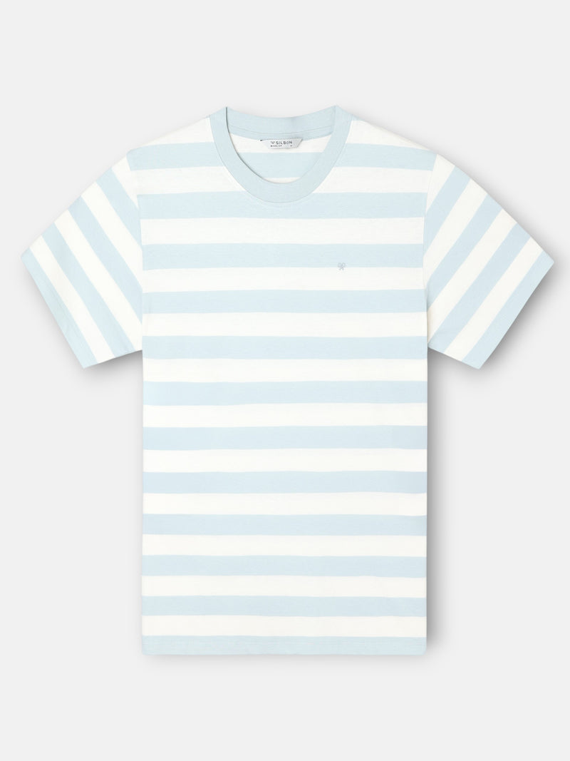 Camisola minilogo riscas azul-marinho