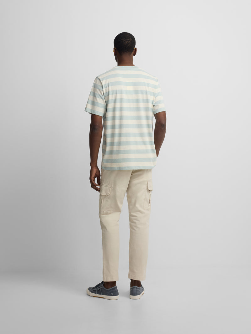 Camisola minilogo riscas azul-marinho