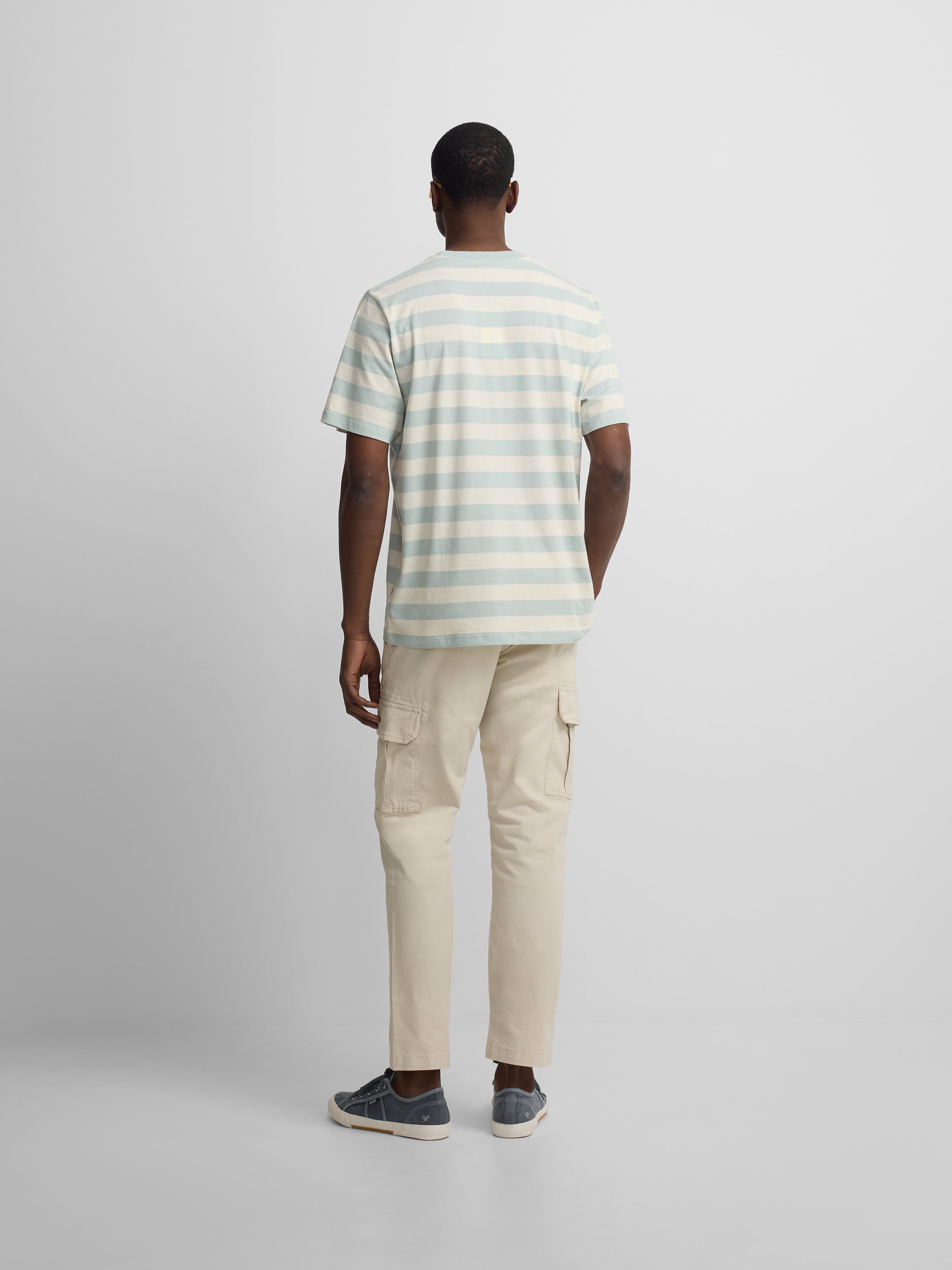 Camisola minilogo riscas azul-marinho