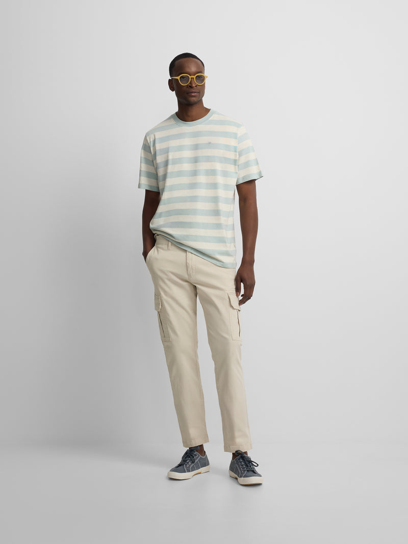 Camisola minilogo riscas azul-marinho