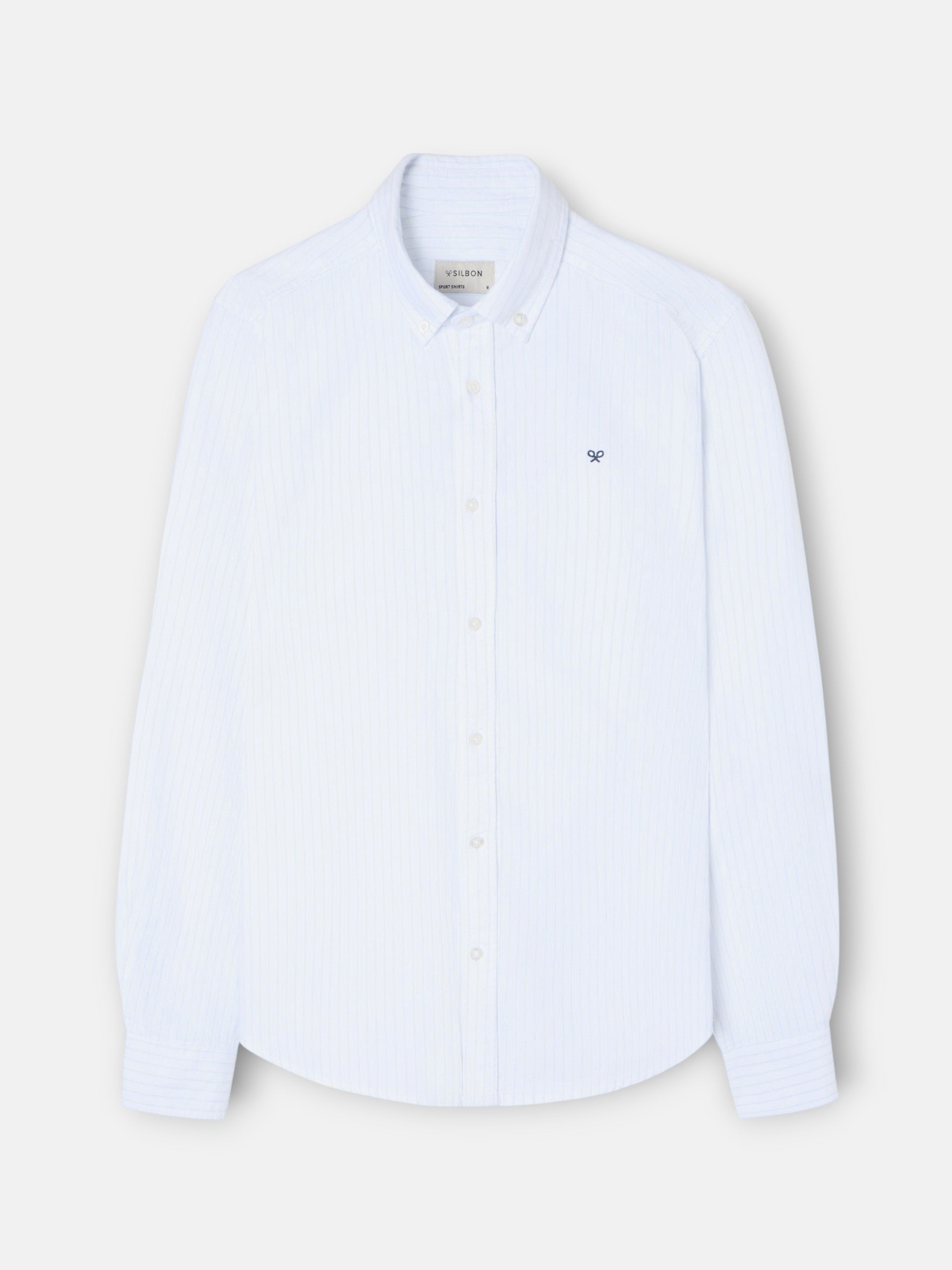Chemise sport oxford à rayures bleu ciel et blanche
