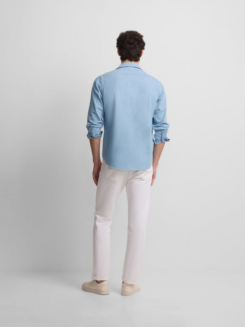 Light blue denim cruise pocket polo