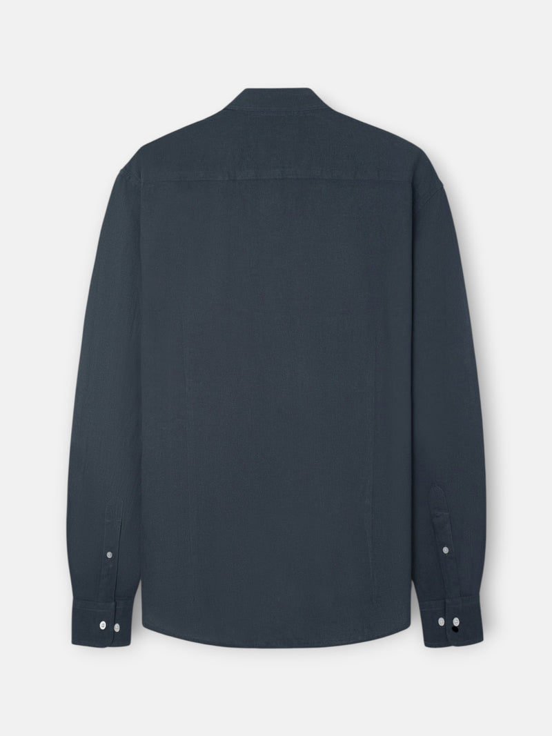 Chemise sport en lin bleu foncé gris
