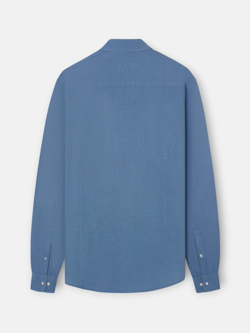 Chemise sport en lin bleu moyen