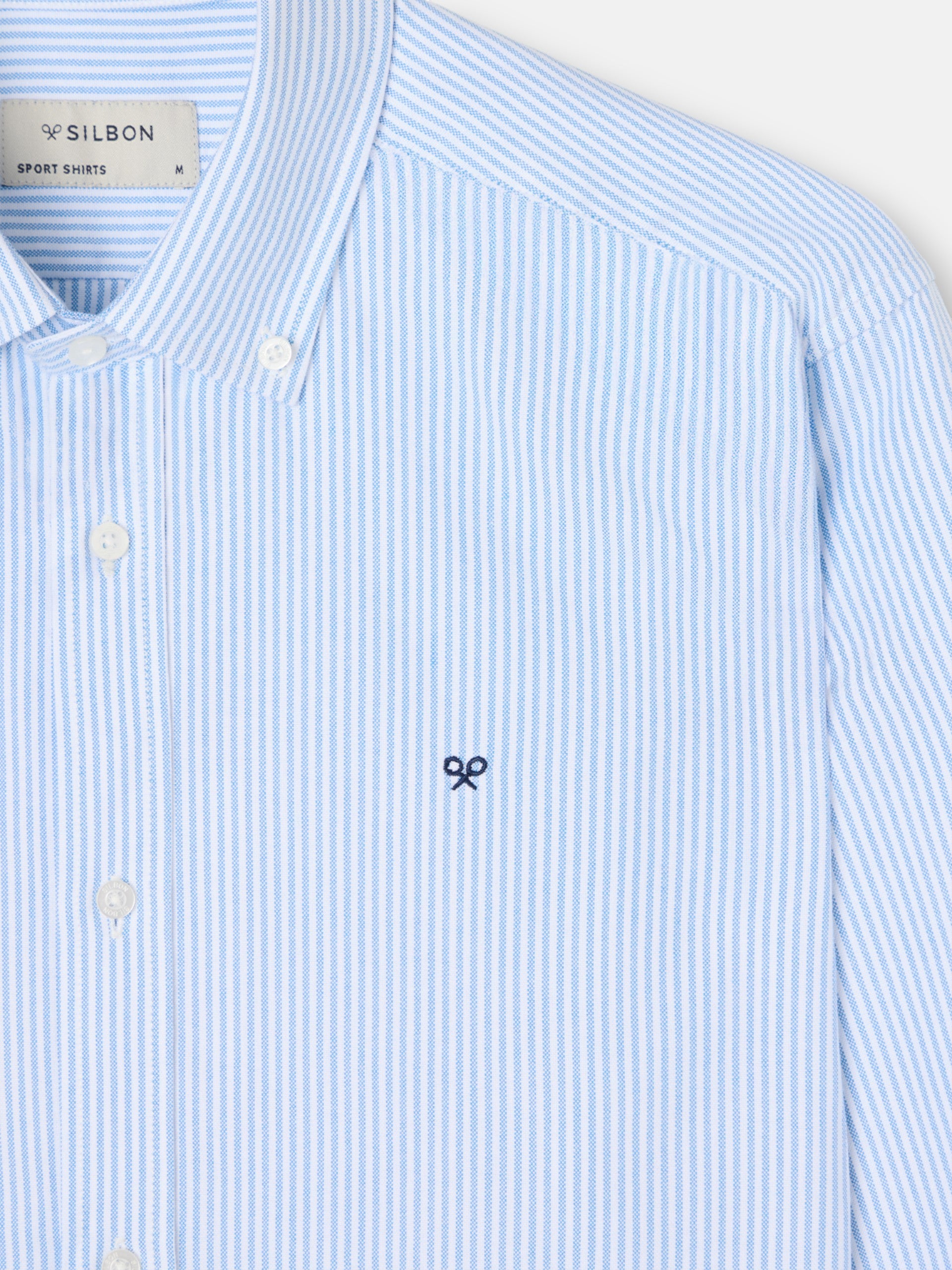 Camisa sport oxford riscas azul