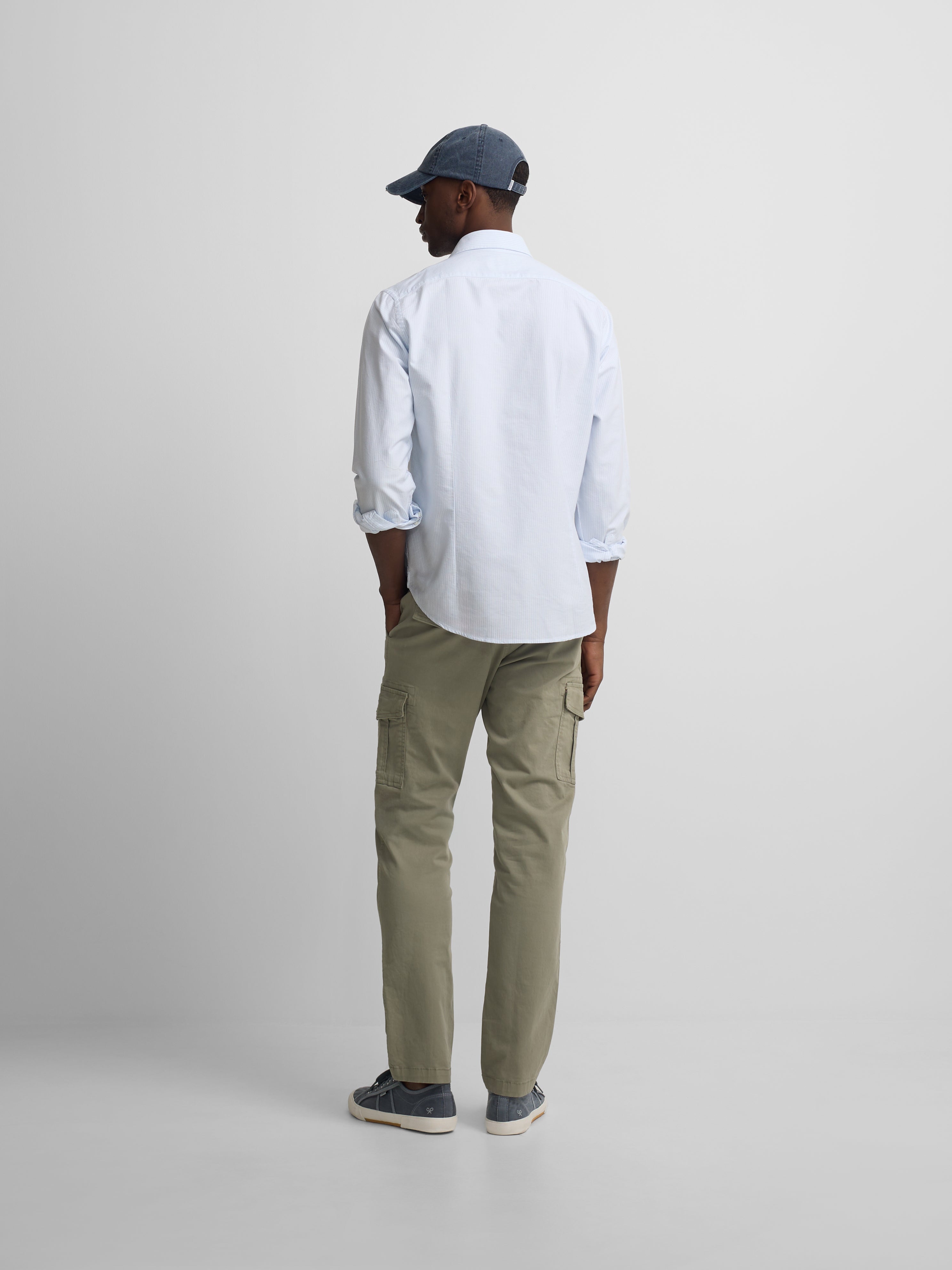 Camisa sport oxford rayas azul