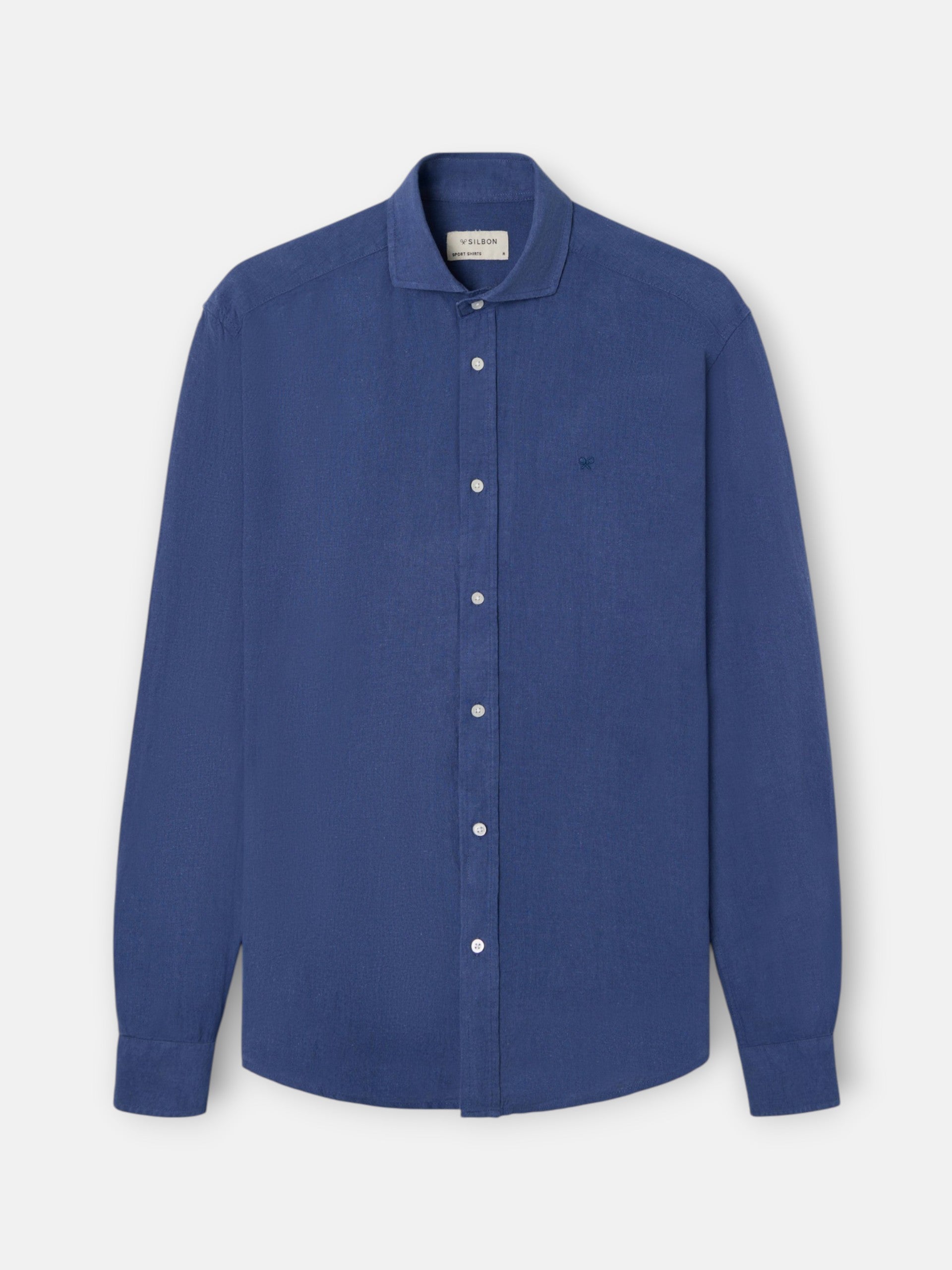 blue linen sport shirt