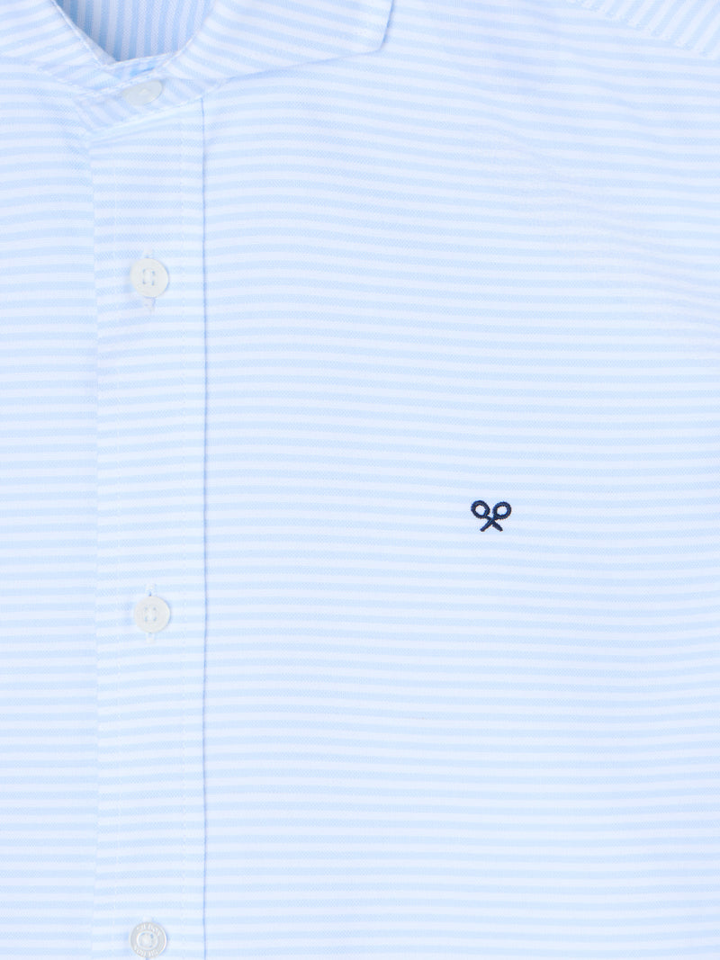 Camisa sport oxford rayas horizontales celeste