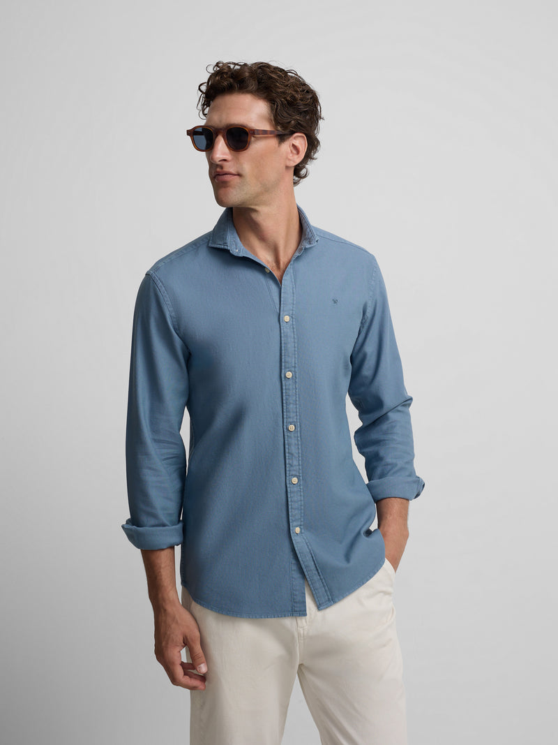 Chemise sport à structure logo bleu indigo