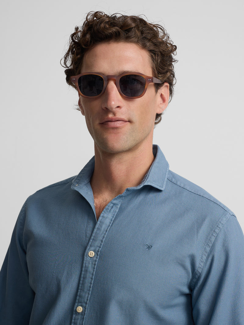 Chemise sport à structure logo bleu indigo