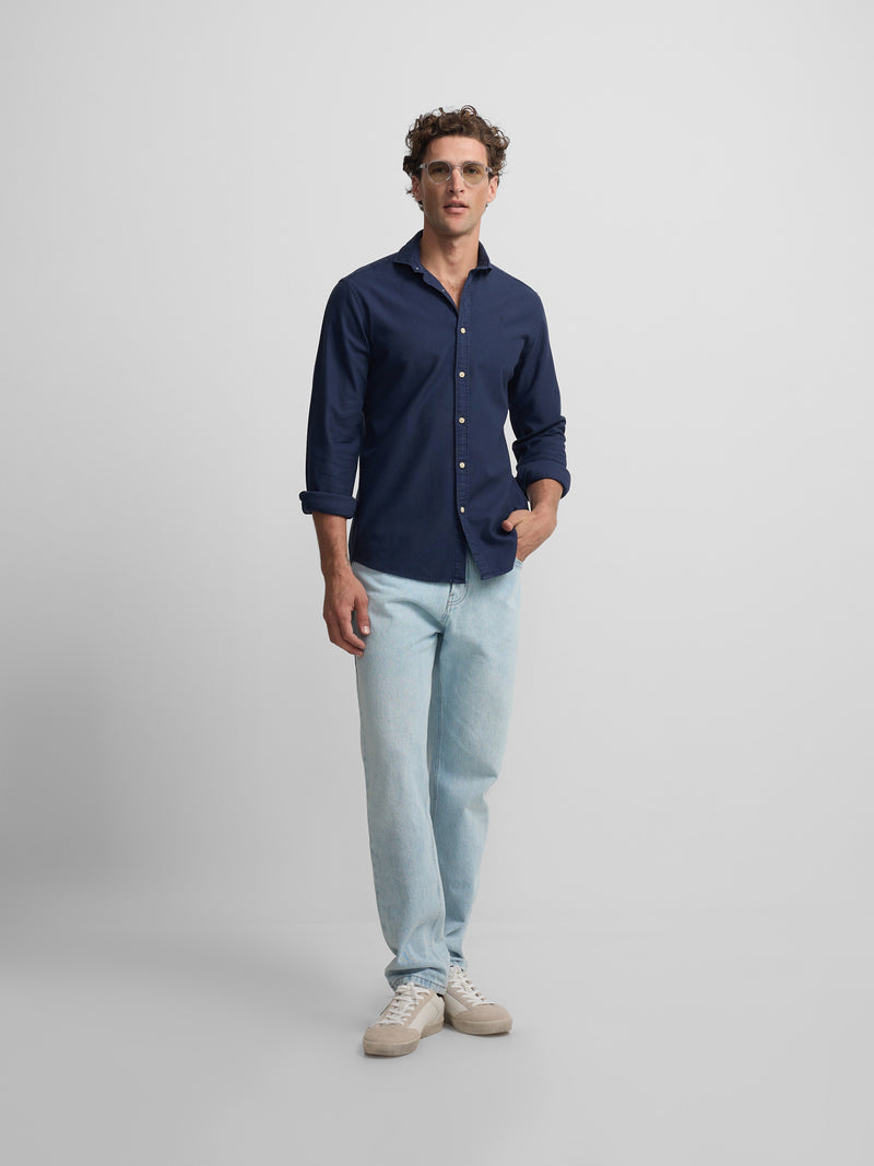 Chemise sport à structure logo bleu marine