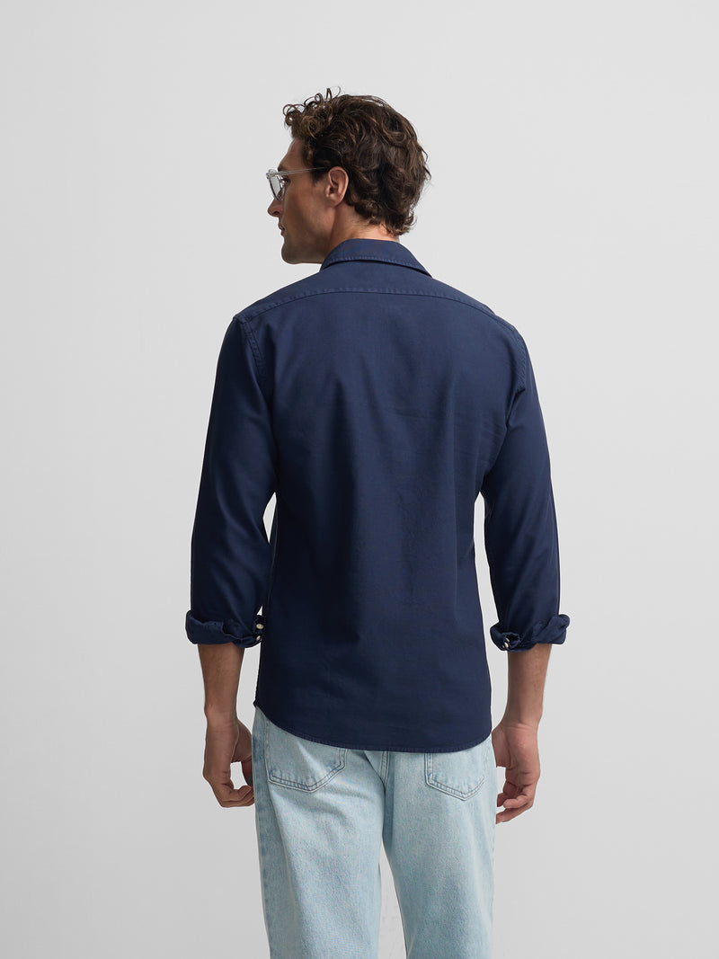 Chemise sport à structure logo bleu marine