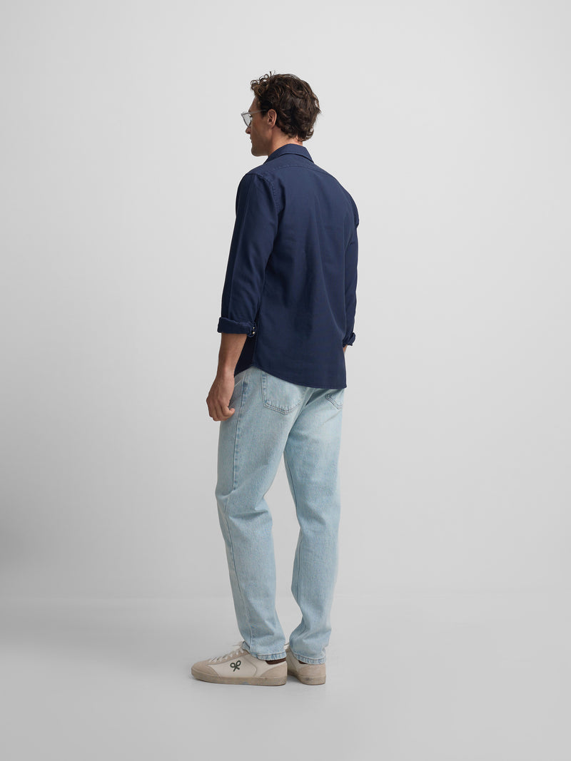 Chemise sport à structure logo bleu marine