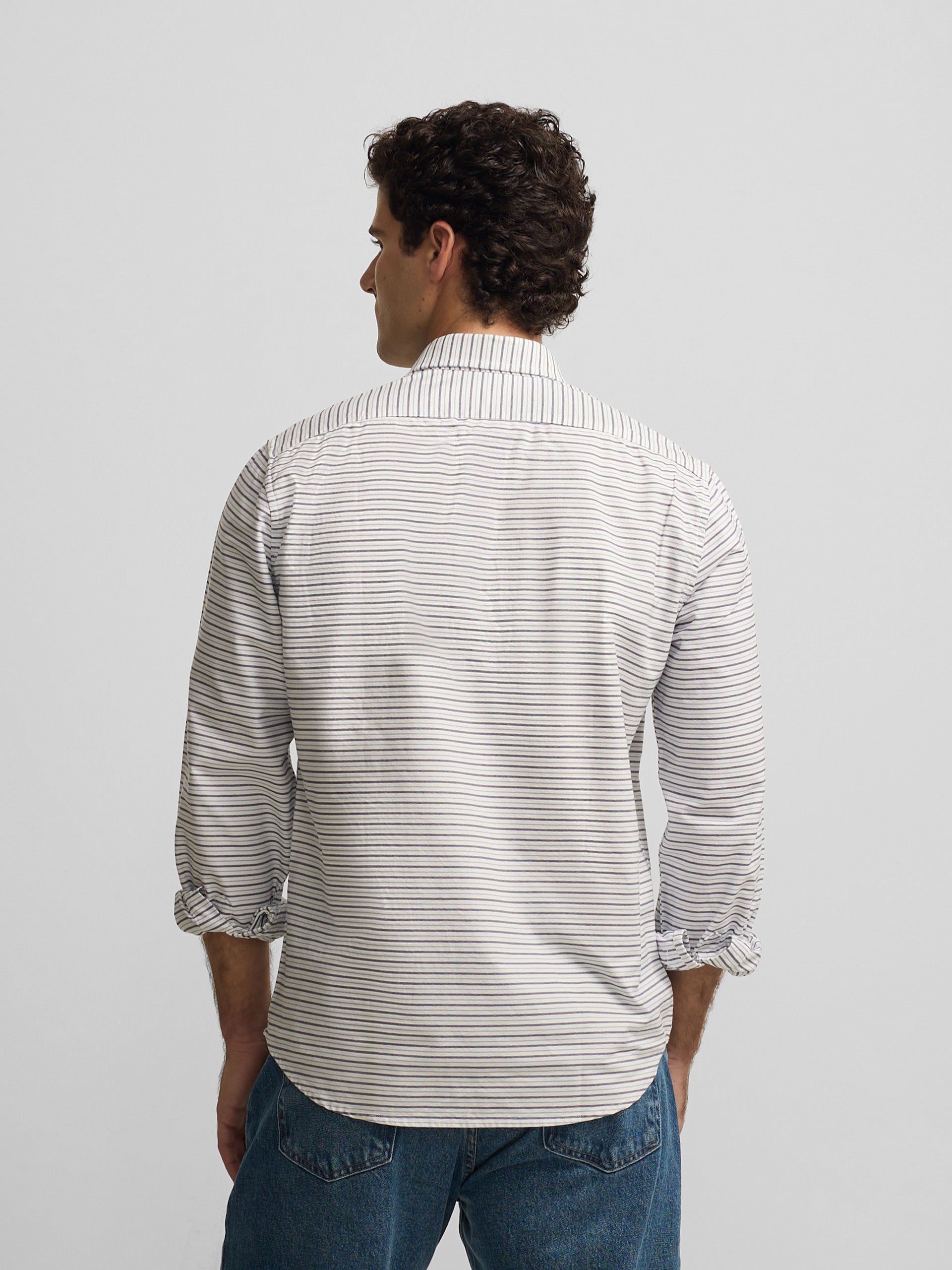 Polo desportivo oxford riscas multicolor azul