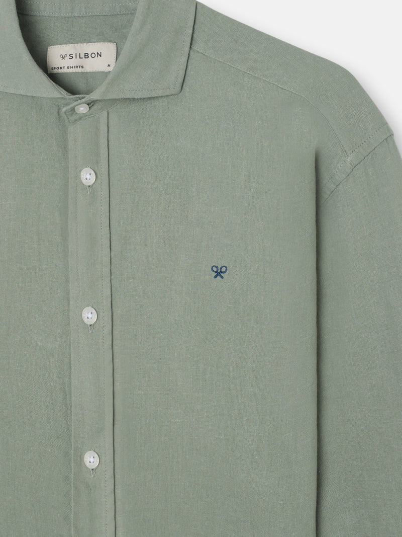 Chemise sport en lin verte