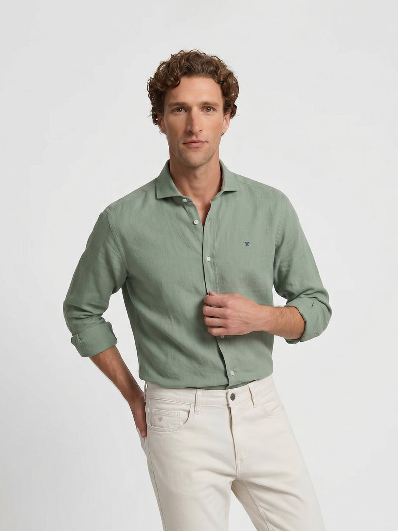 Chemise sport en lin verte