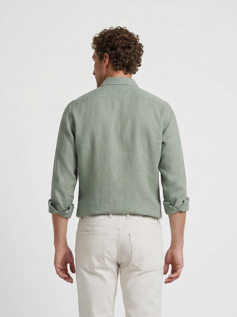 Chemise sport en lin verte